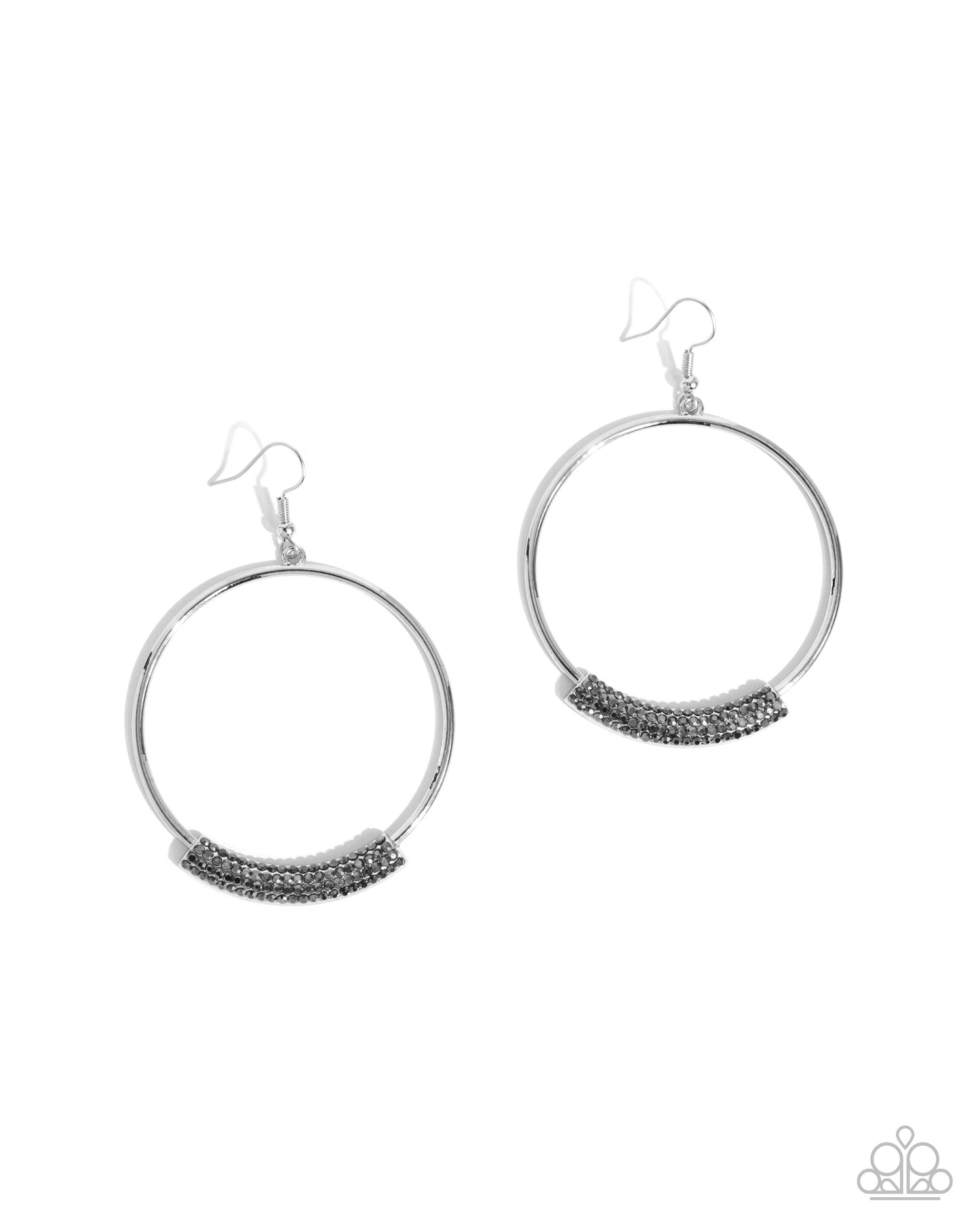 Sassy Story - Silver Hematite Rhinestone Fishhook Earrings - Paparazzi Accessories