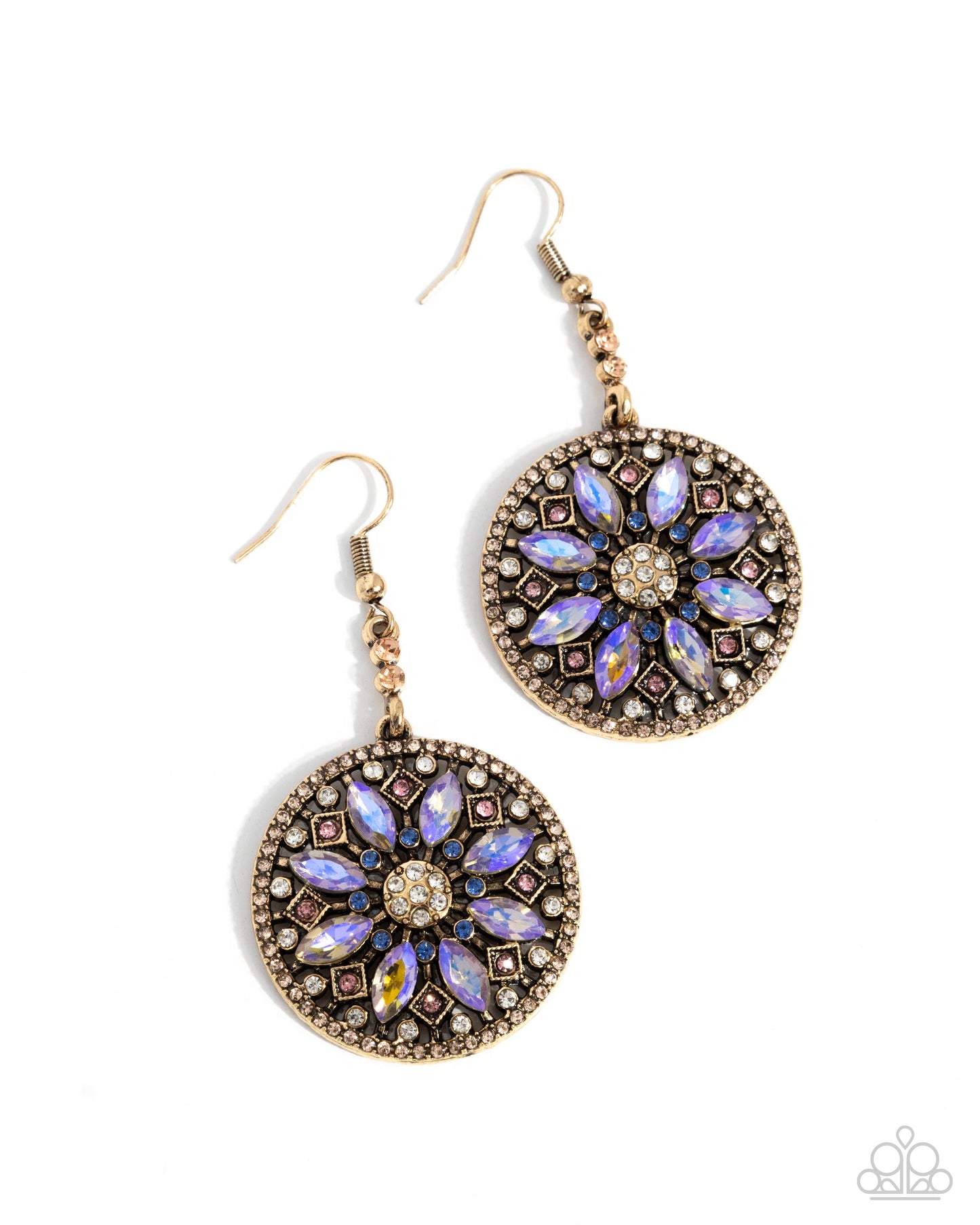 Cathedral Chic - Multi UV Rhinestone Brass Fishhook Earrings - Paparazzi Accessories