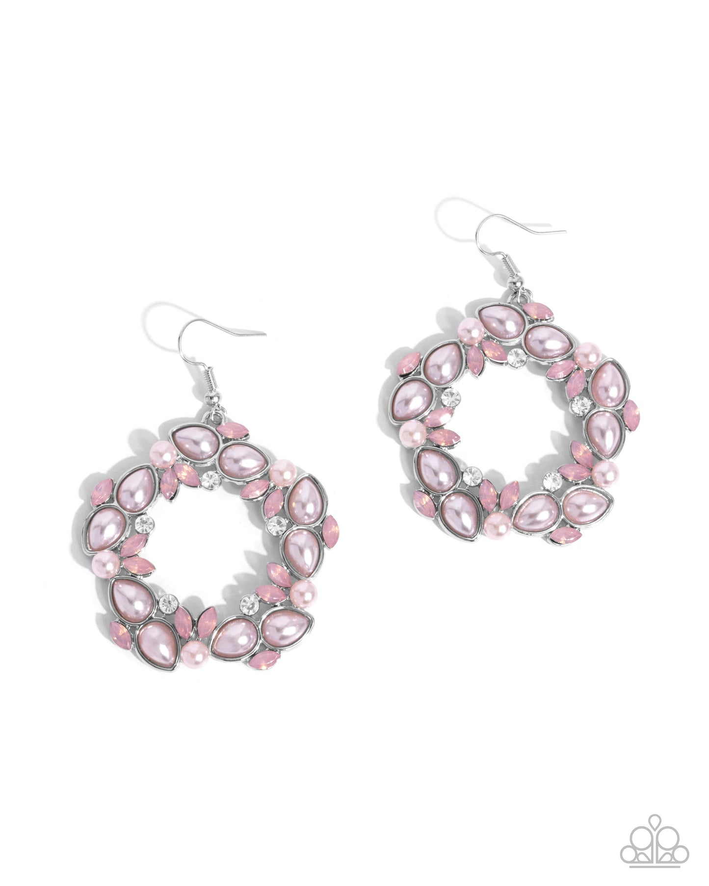 Life Could Be ABEAM - Pink Pearls & Opalescent Gems Silver Fishhook Earrings - Paparazzi Accessories