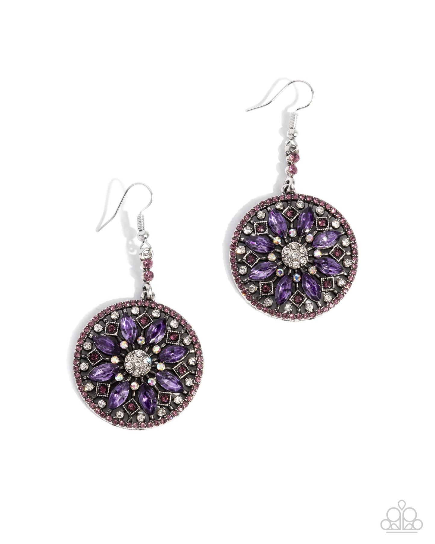 Cathedral Chic - Purple Rhinestone "Stained Glass" Earrings - Paparazzi Accessories