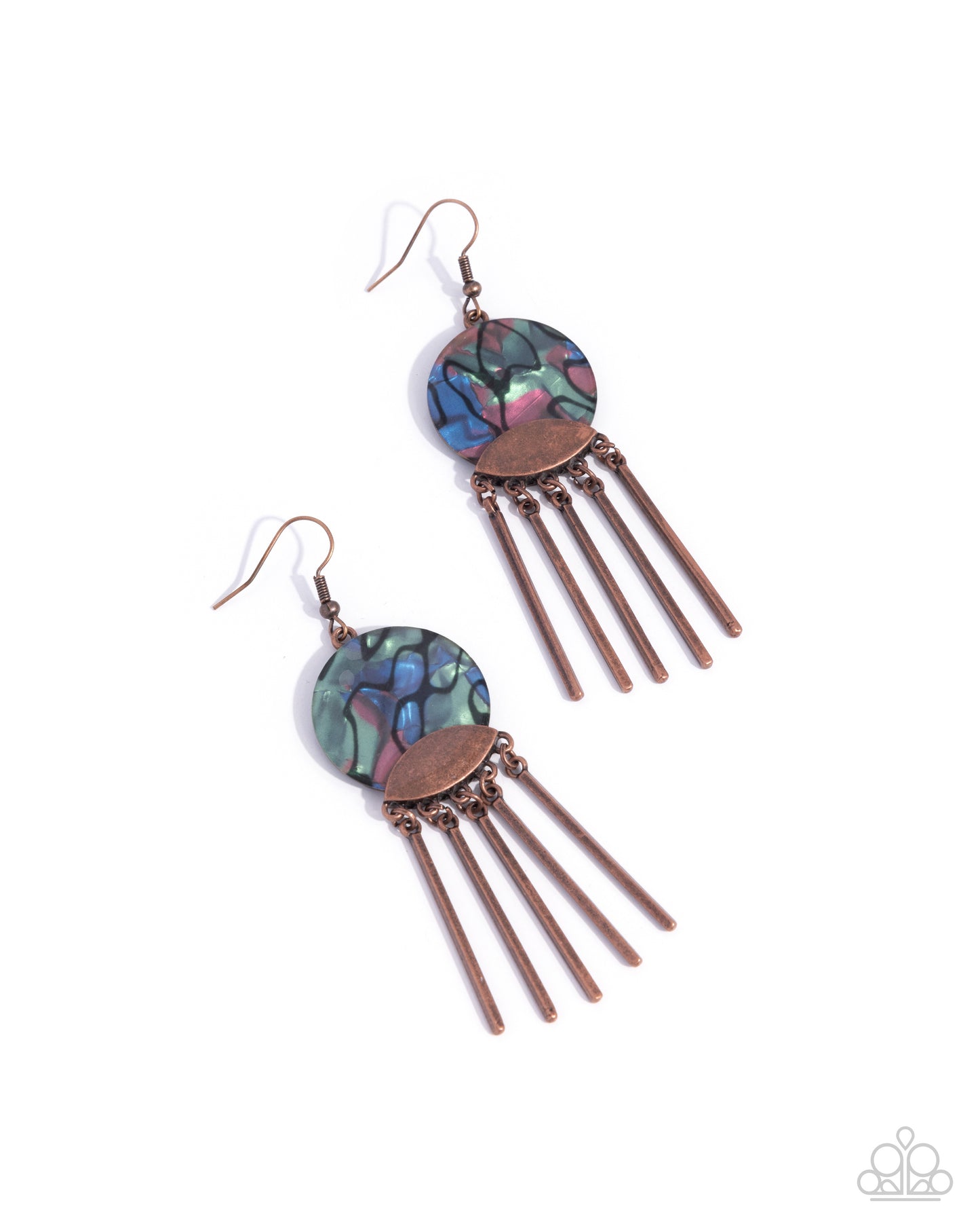 Disc Destiny - Copper - Abalone Shell Fishhook Earrings - Paparazzi Accessories