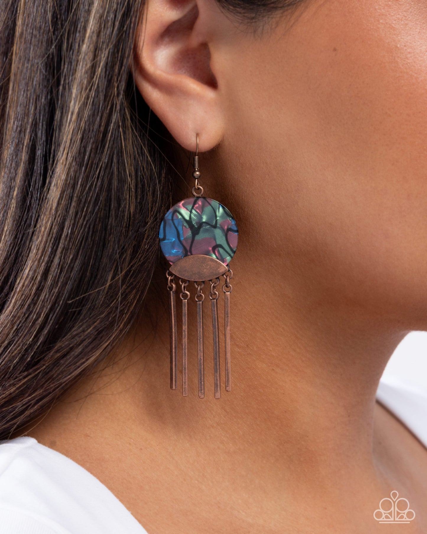 Disc Destiny - Copper - Abalone Shell Fishhook Earrings - Paparazzi Accessories