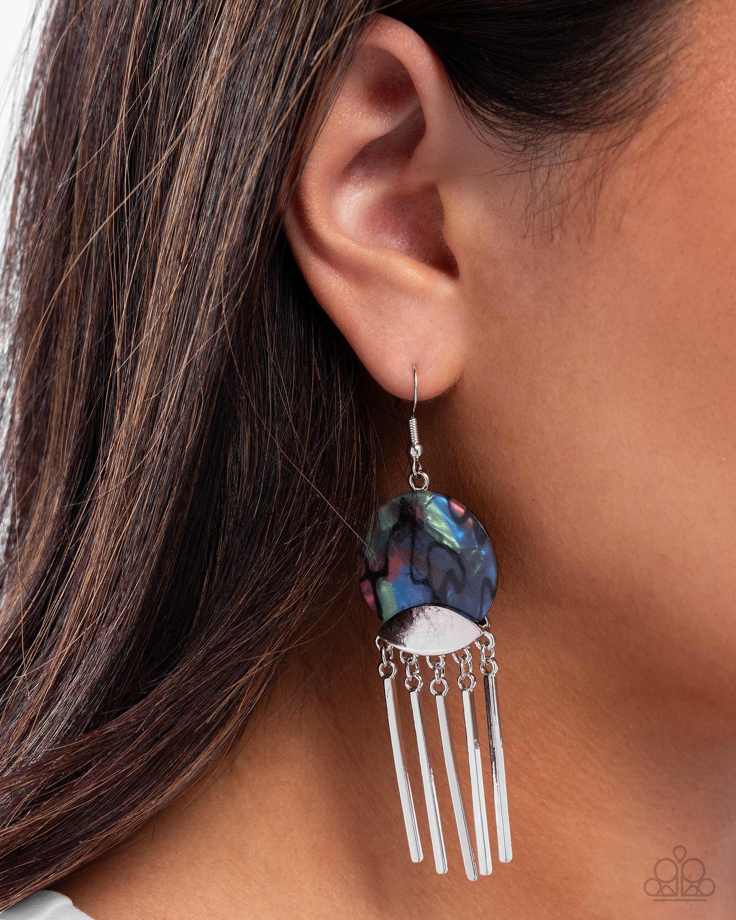 Disc Destiny - Multi Abalone Shell Silver Fishhook Earrings - Paparazzi Accessories