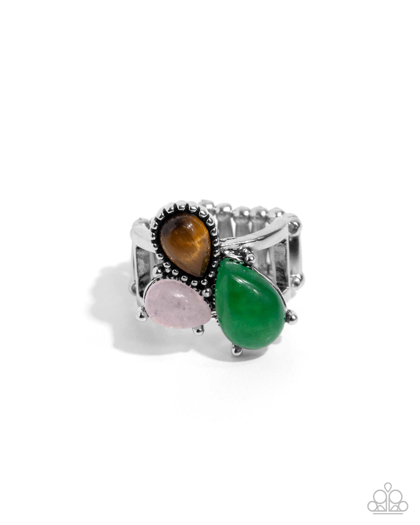 Themed Trio - Green Stone Silver Ring - Paparazzi Accessories