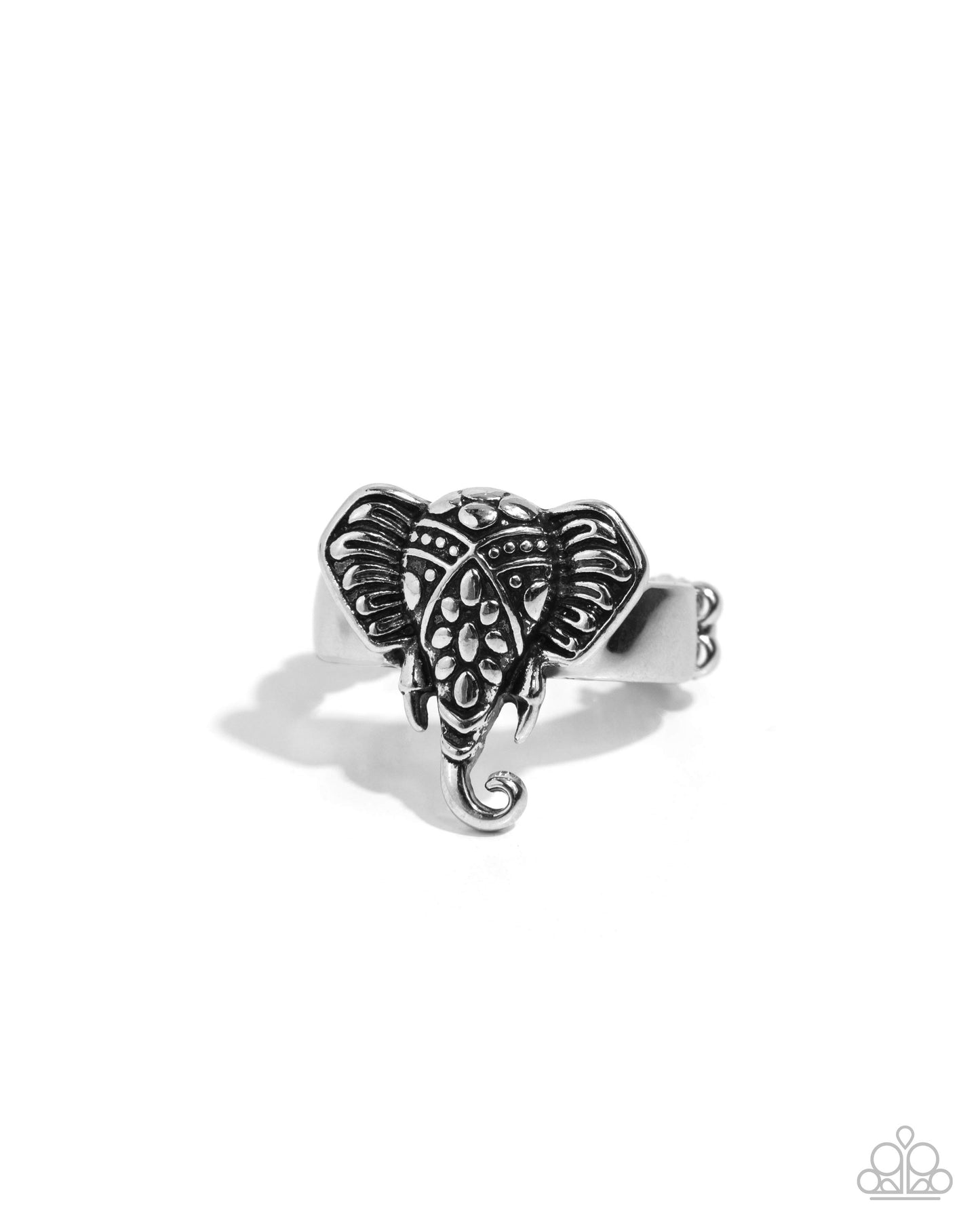 Elephant Whisper - Silver Embossed Ring - Paparazzi Accessories