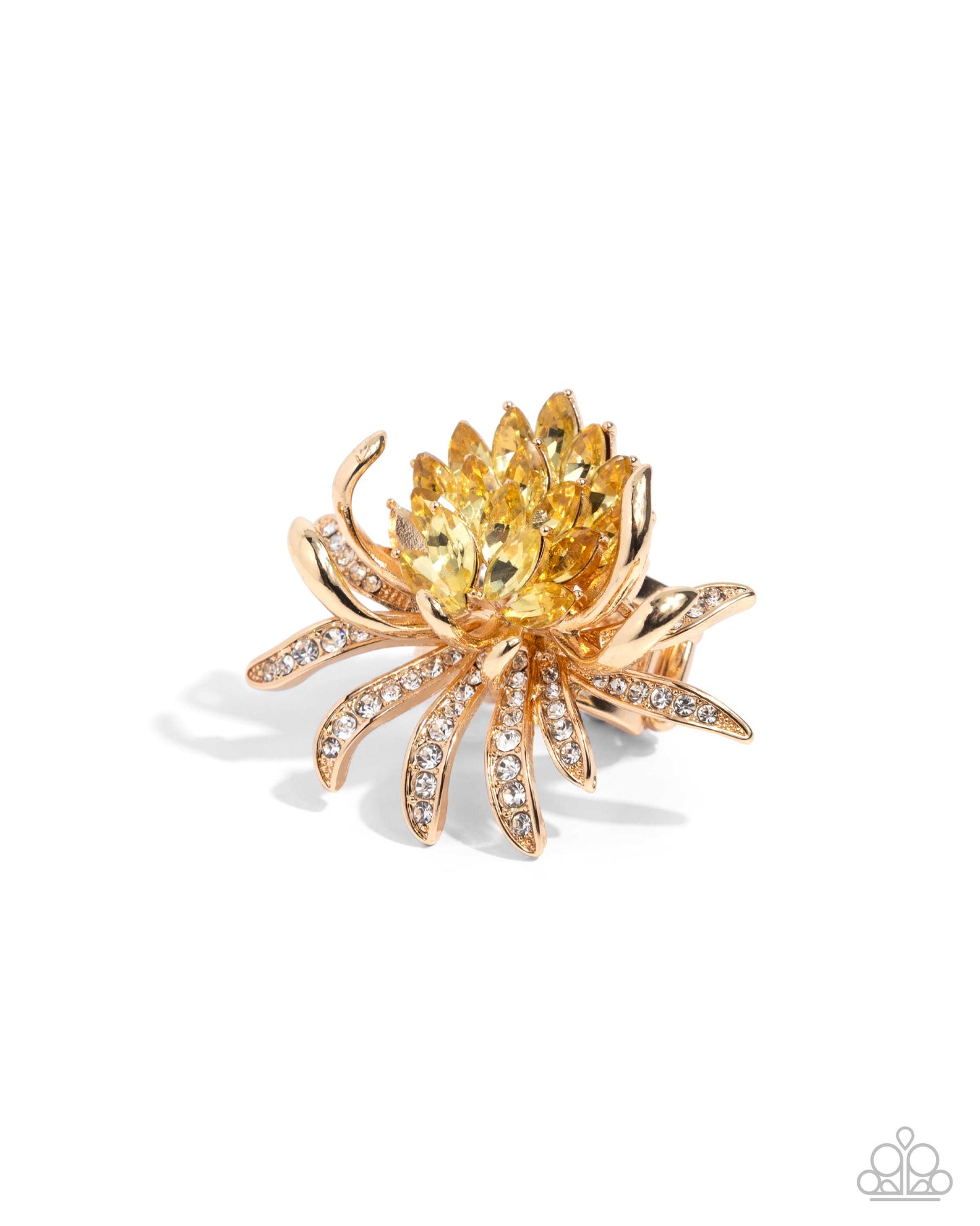Lotus Legacy - Yellow Rhinestone Gold Ring - Paparazzi Accessories