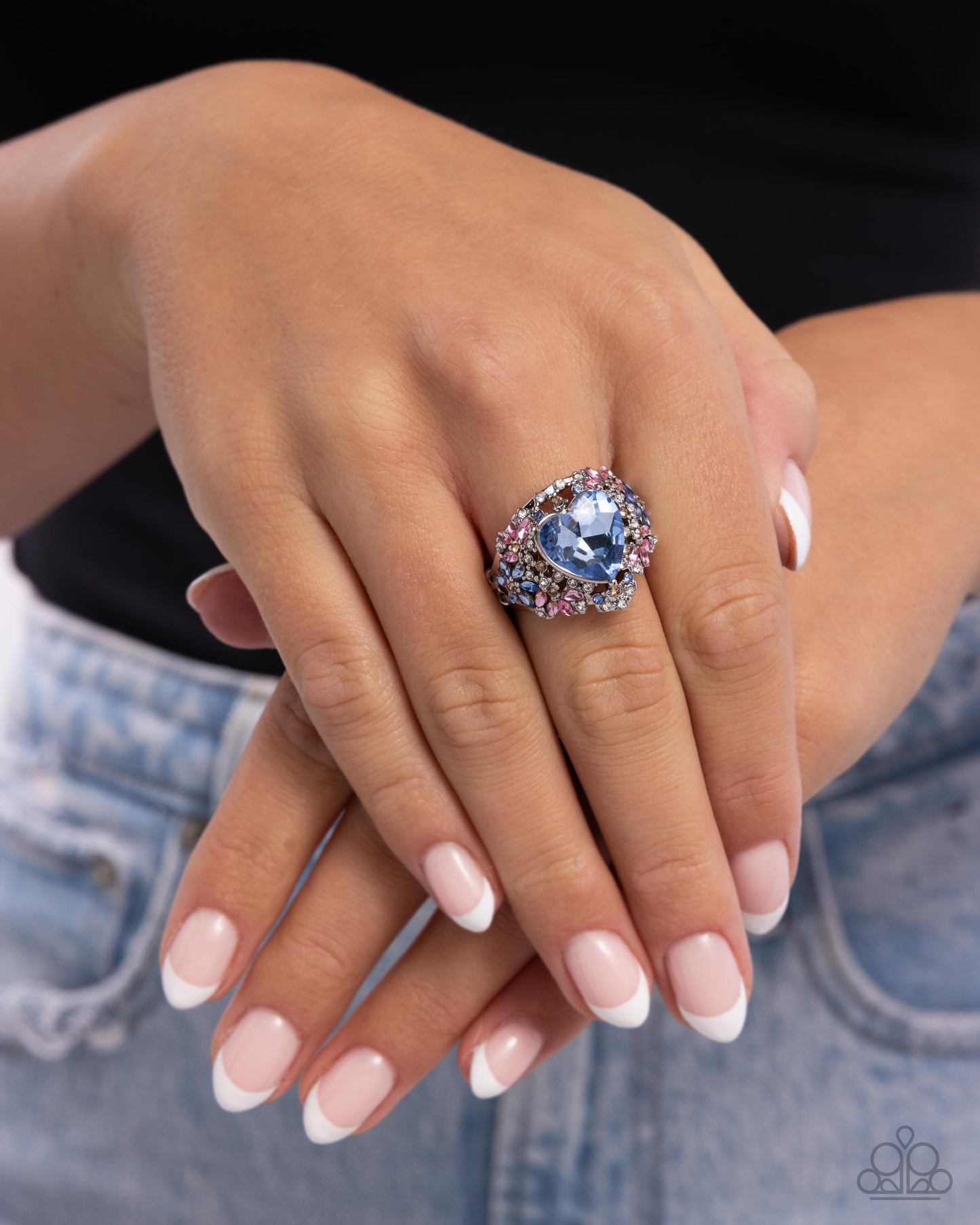 Bursting with Beauty - Blue Heart Gem Silver Ring - Paparazzi Accessories