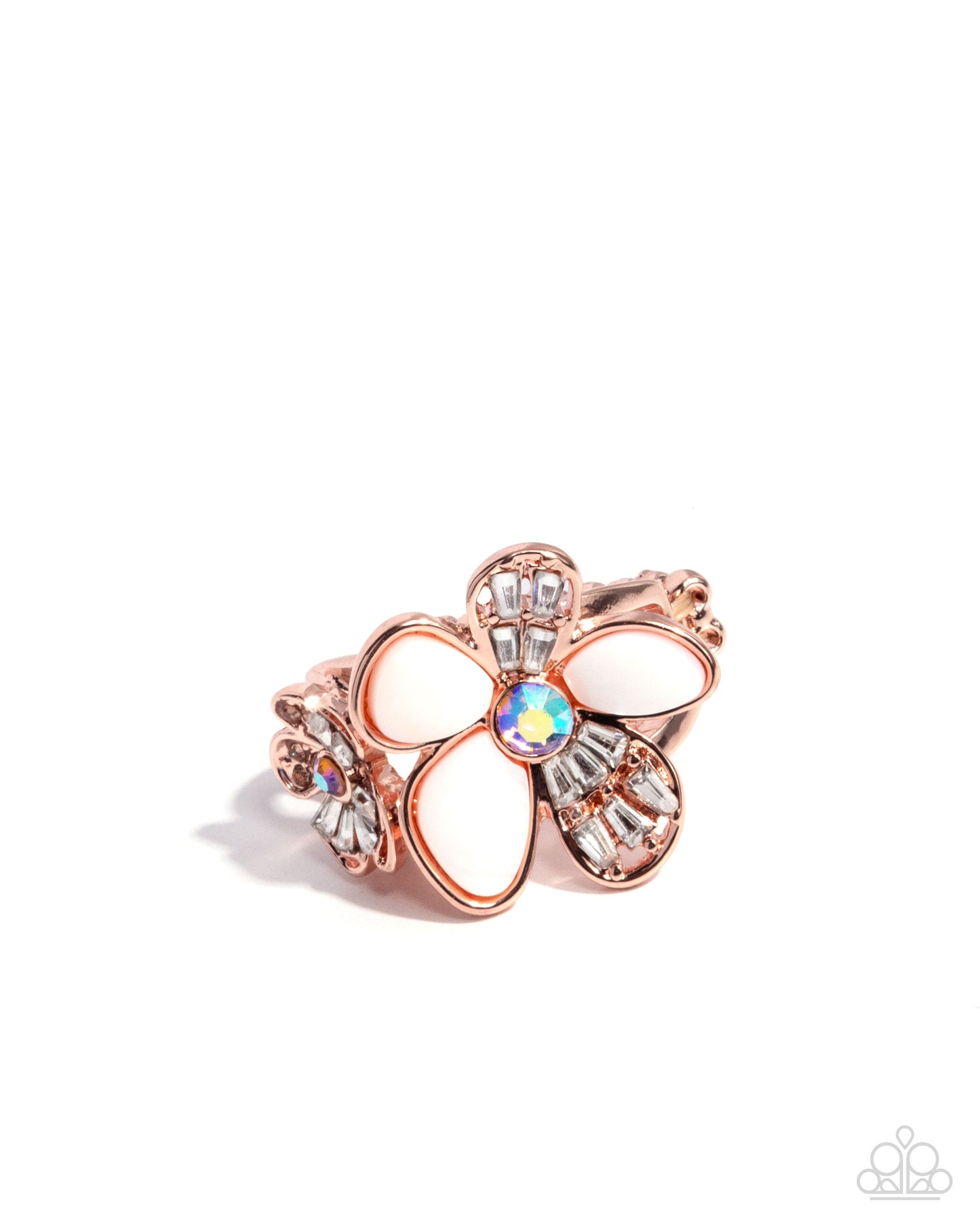 A Dizzy SHELL - Rose Gold Flower Ring - Paparazzi Accessories