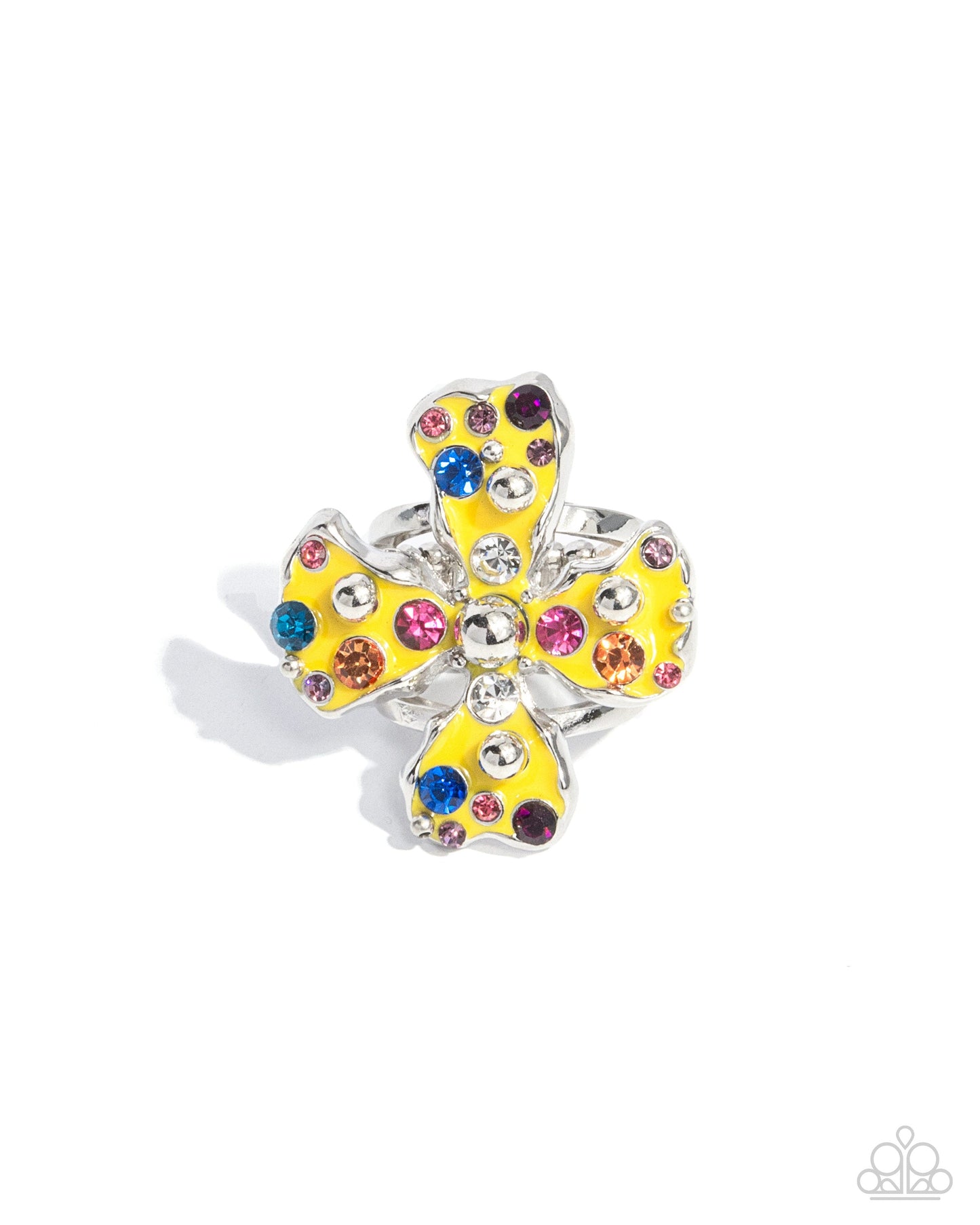 Chic Confession - Yellow Enamel Silver Ring - Paparazzi Accessories