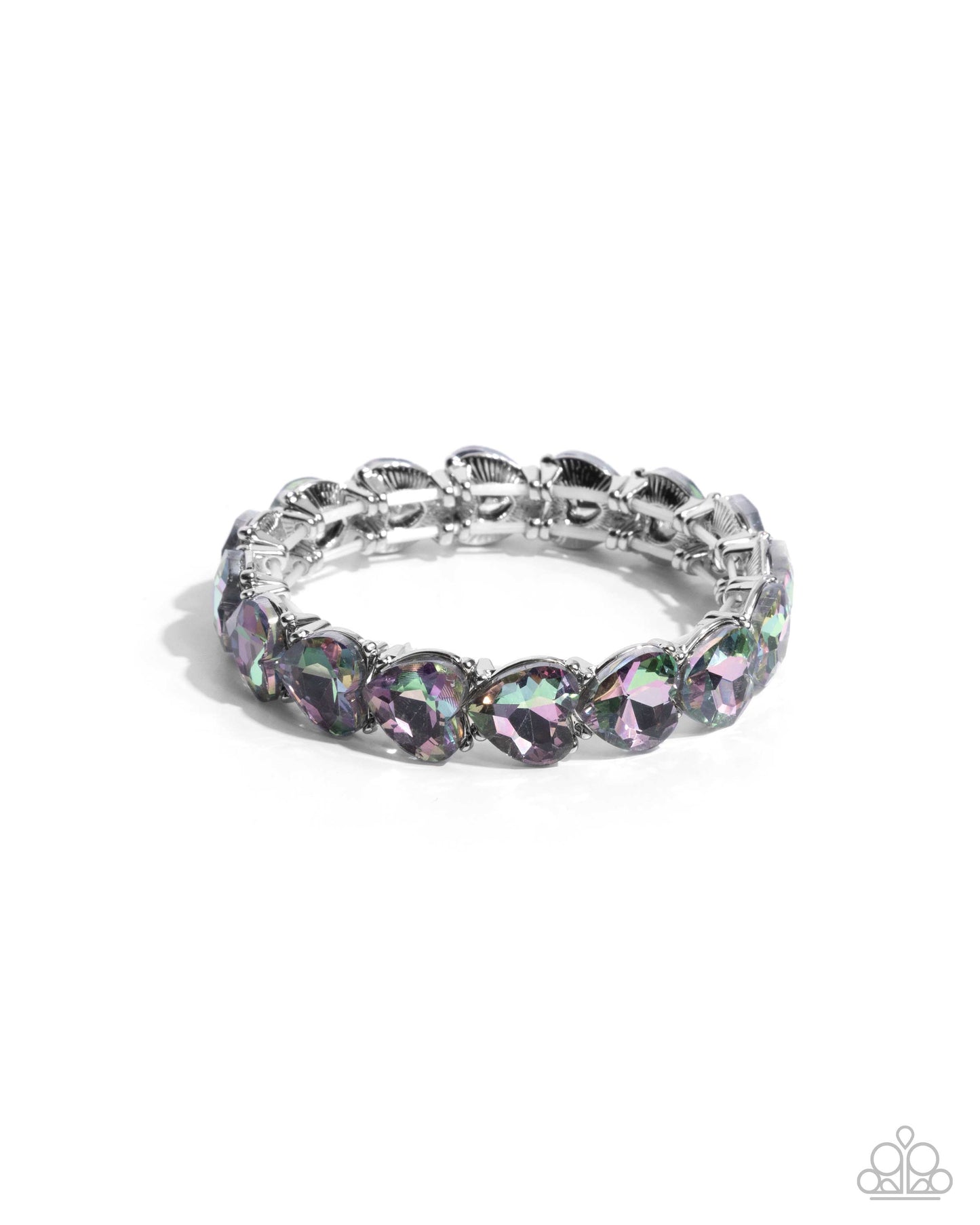 Only One You Love - Multi UV Shimmer Hearts Silver Stretchy Bracelet - Paparazzi Accessories