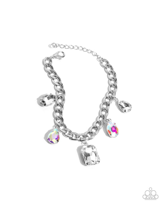 Driving Dazzle - White Rhinestone Bracelet - Paparazzi Accessories