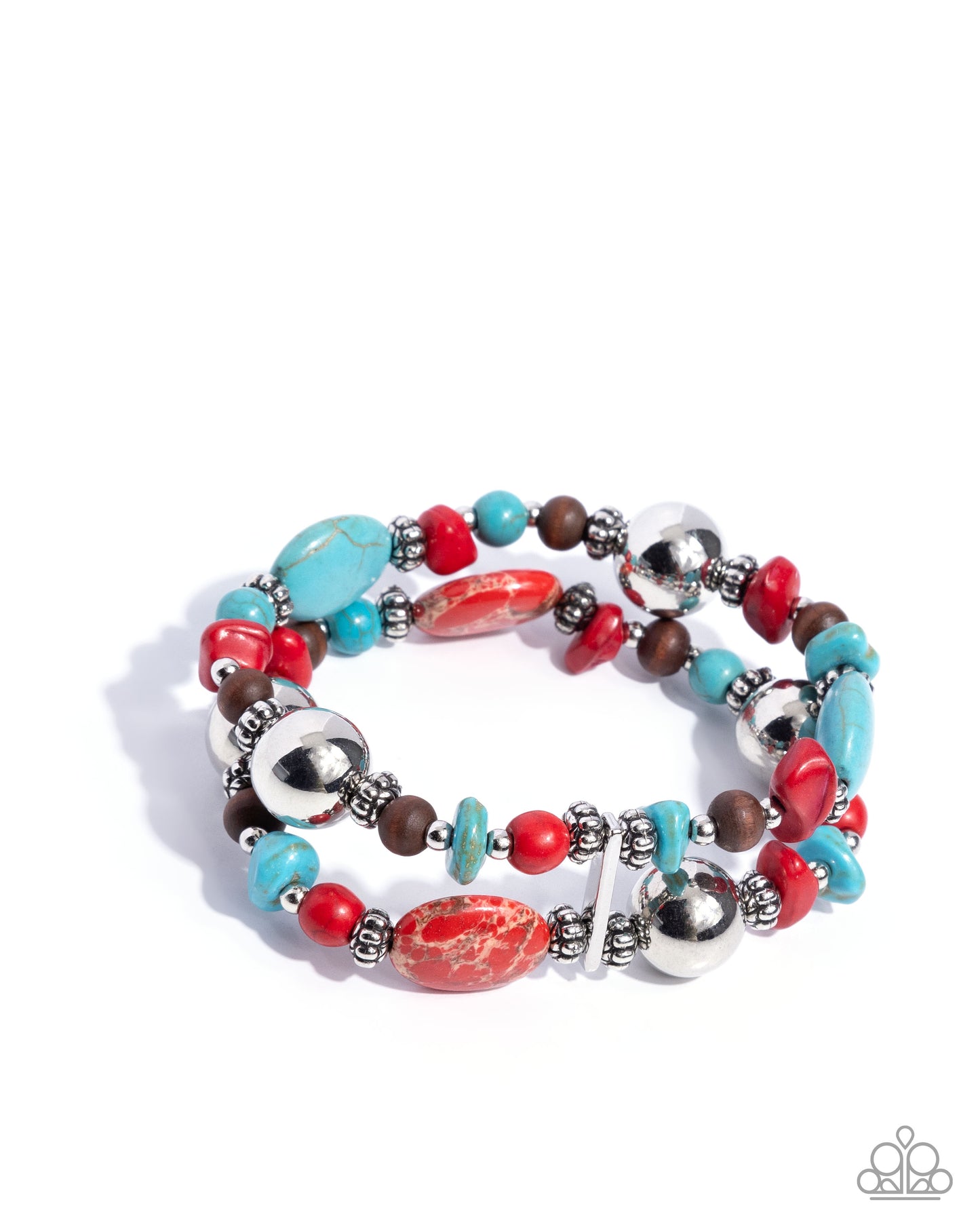 Heroic Harmony - Red Stone Silver Stretchy Bracelet - Paparazzi Accessories