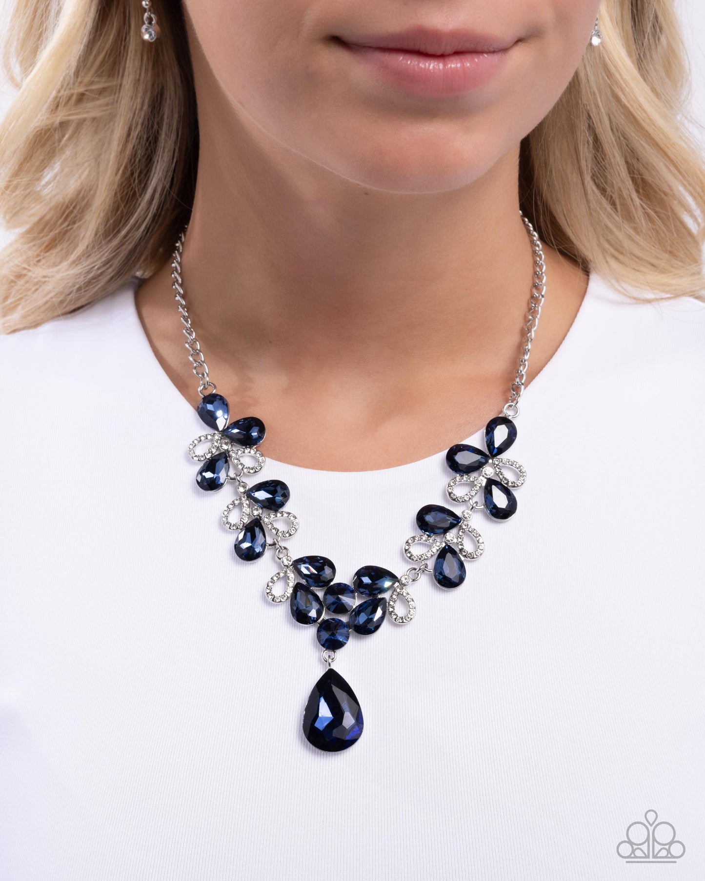 Solo Exhibition - Blue Gem Silver Necklace - Paparazzi Accessories