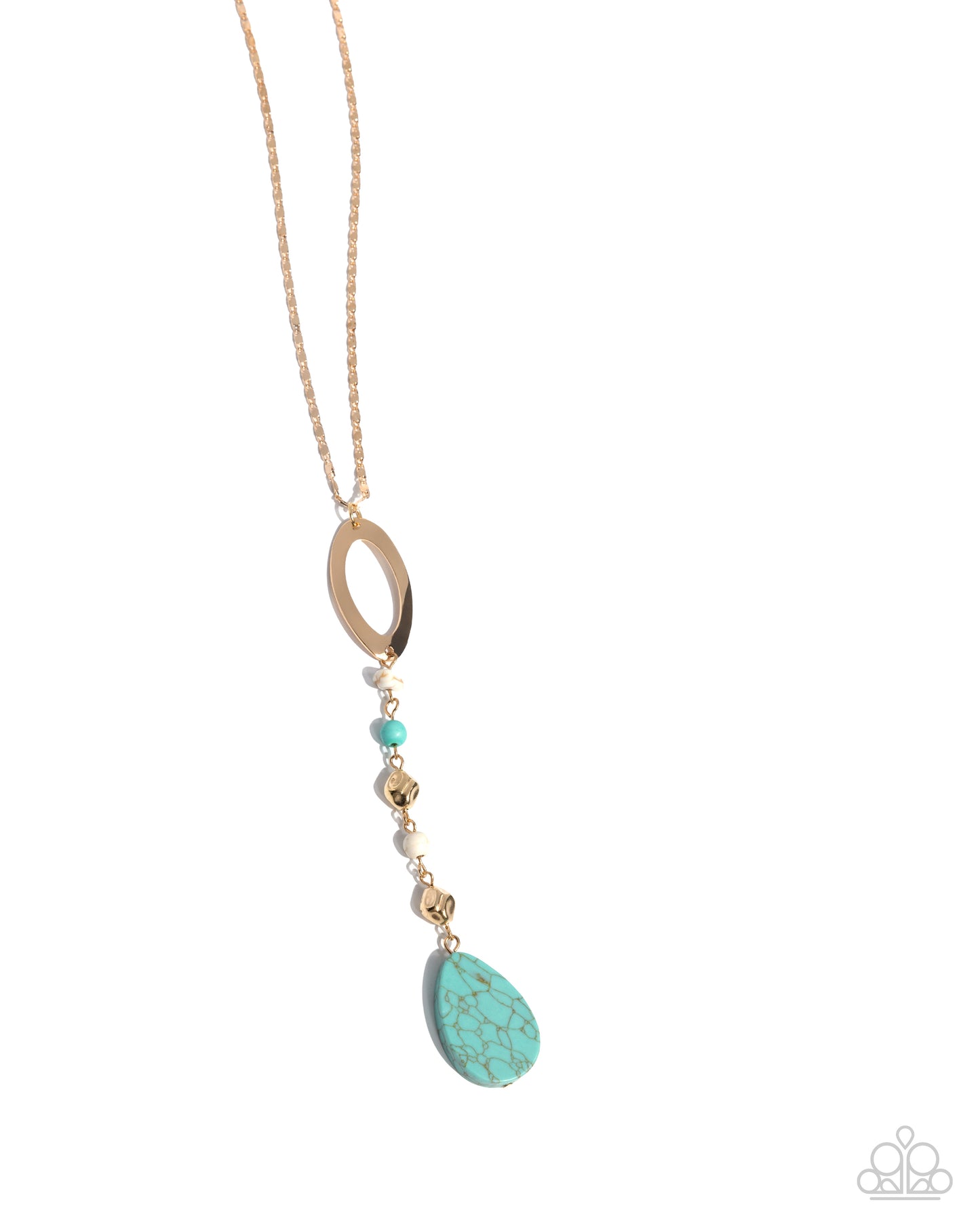 Robust Radiance - Gold Turquoise Crackle Stone Teardrop Pendant Necklace - Paparazzi Accessories
