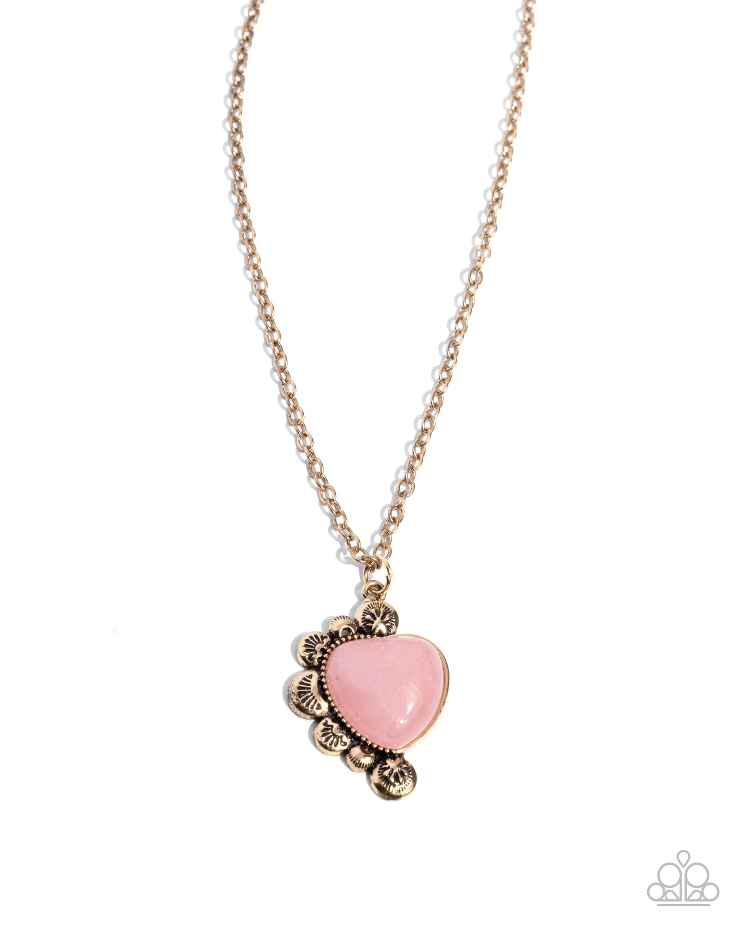 Something So BRIGHT - Pink Stone Heart Pendant Gold Necklace - Paparazzi Accessories