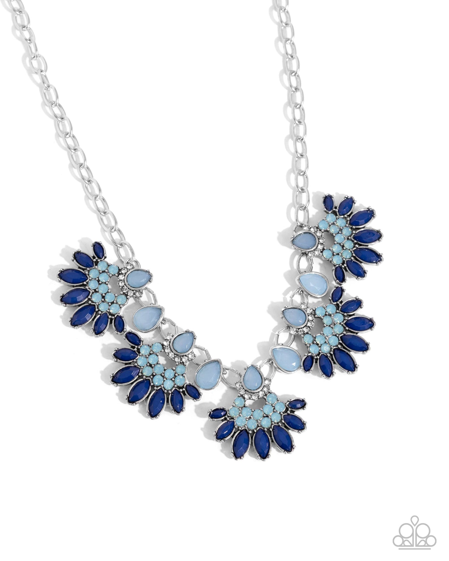 Flawless Fringe - Blue Gems Silver Necklace - Paparazzi Accessories