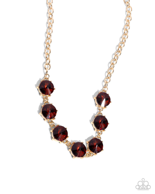 Drowning in Dazzle - Brown Rhinestone Gold Necklace - Paparazzi Accessories