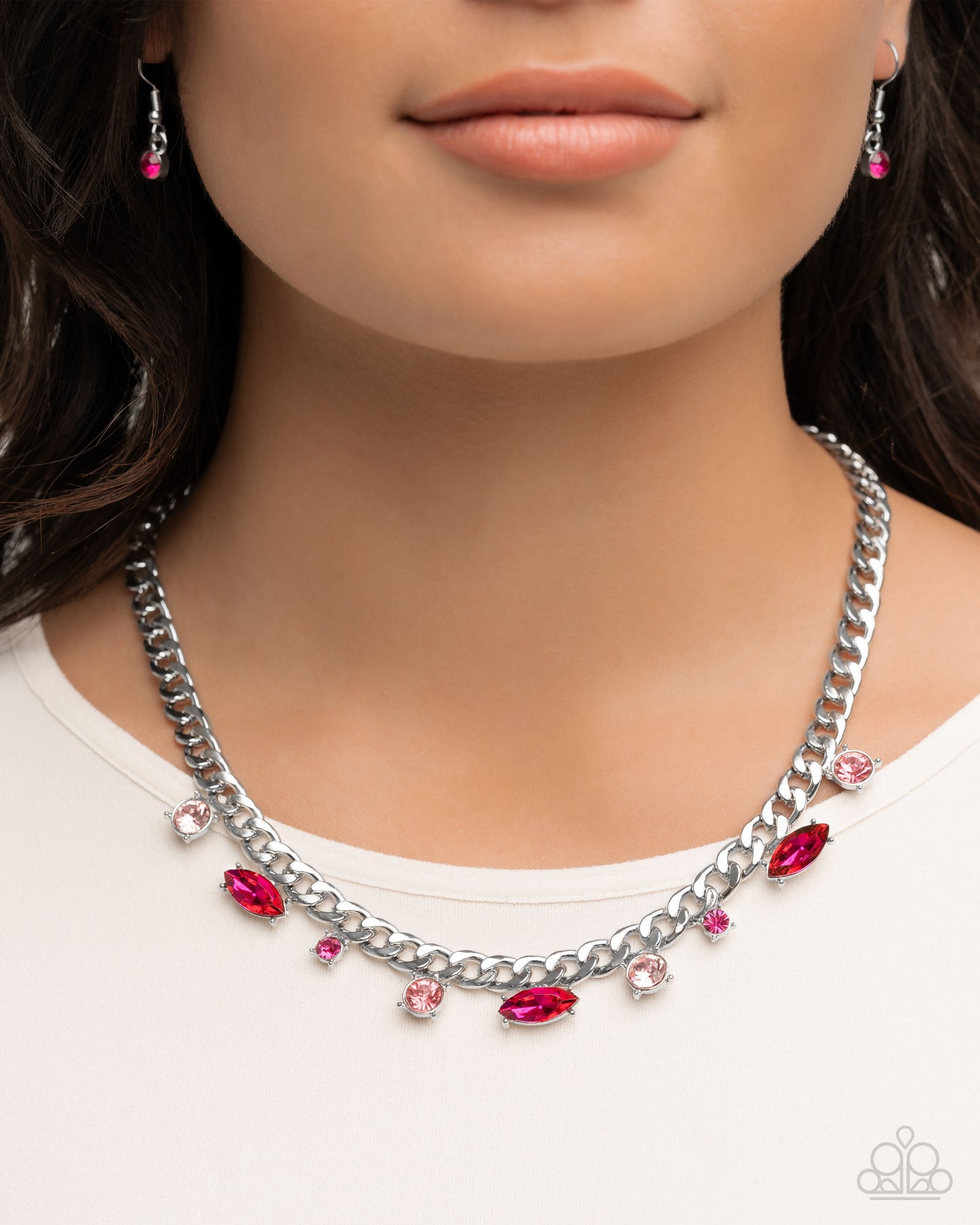Complete Look - "Captivating Chic - Pink" Necklace & "Captivating Chance - Pink" Clasp Bracelet - Paparazzi Accessories