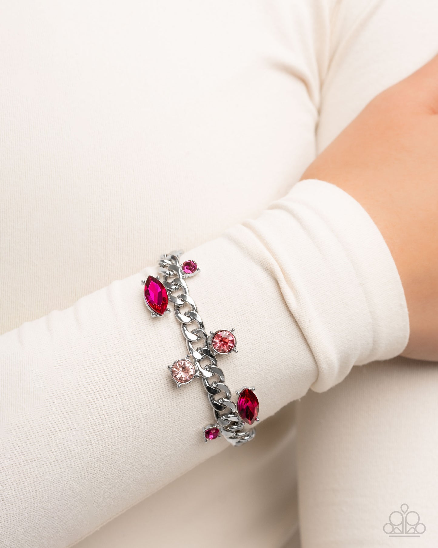 Complete Look - "Captivating Chic - Pink" Necklace & "Captivating Chance - Pink" Clasp Bracelet - Paparazzi Accessories