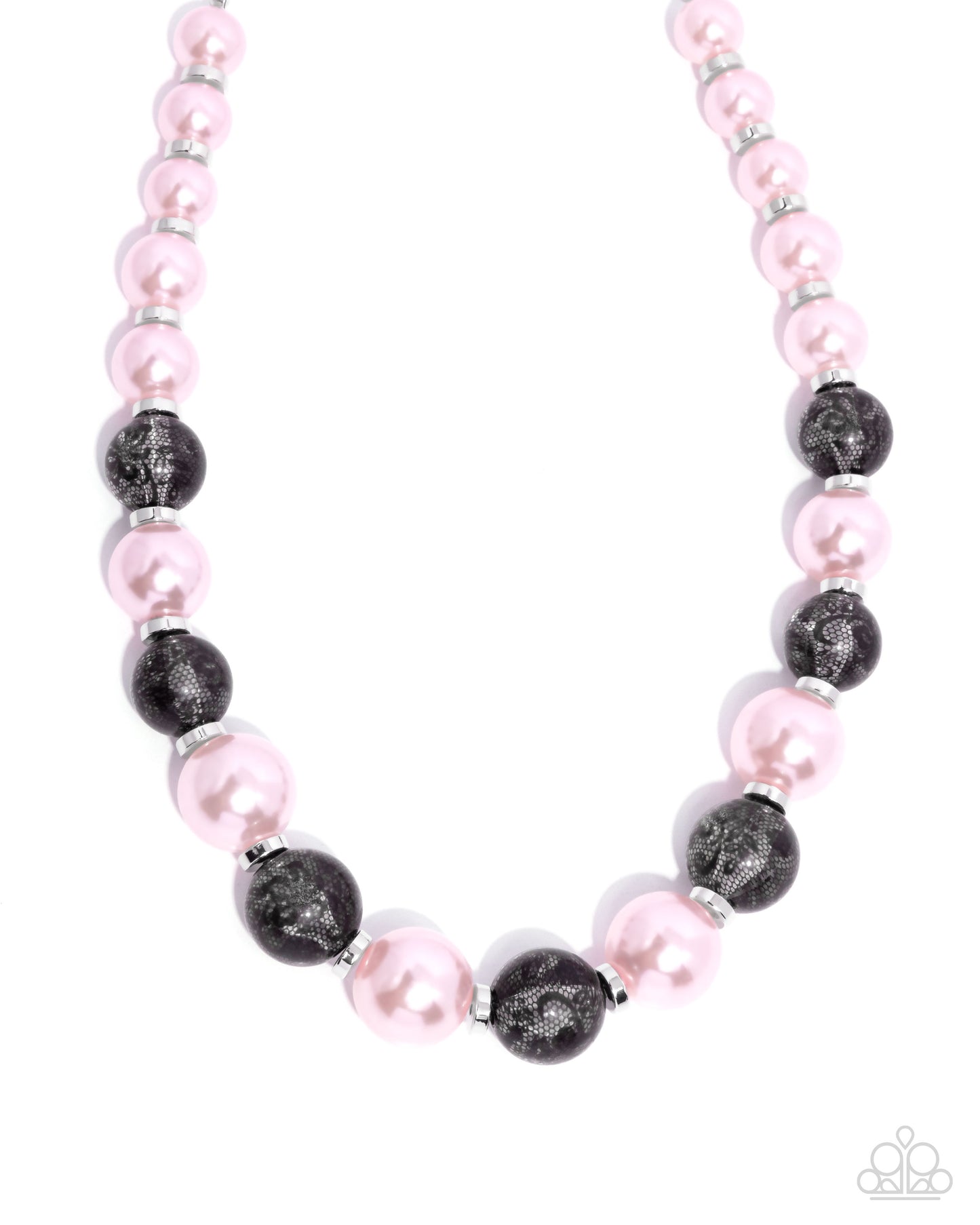 Complete Look - Pink & Black Lace Beads Necklace & Bracelet - Paparazzi Accessories