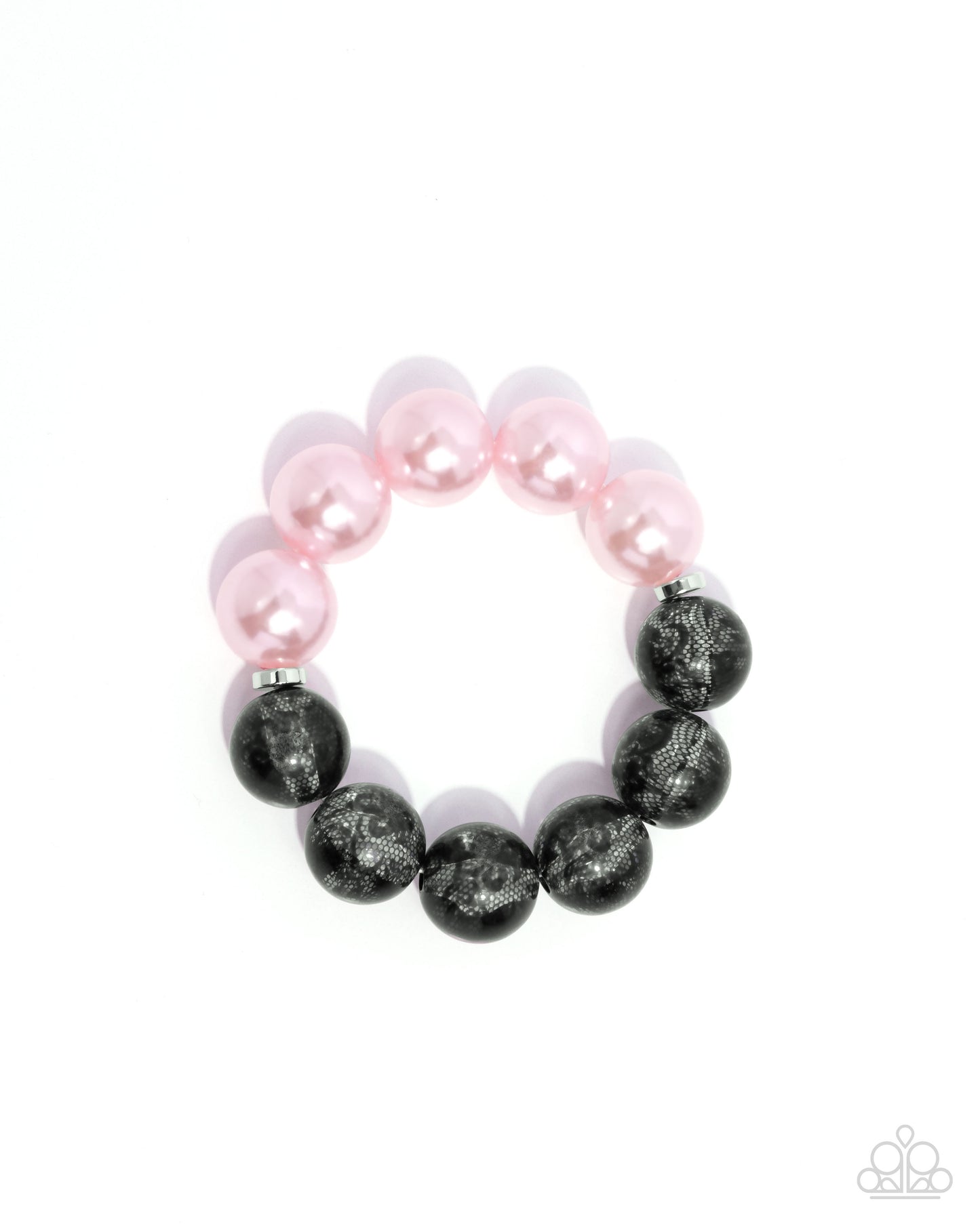 Complete Look - Pink & Black Lace Beads Necklace & Bracelet - Paparazzi Accessories