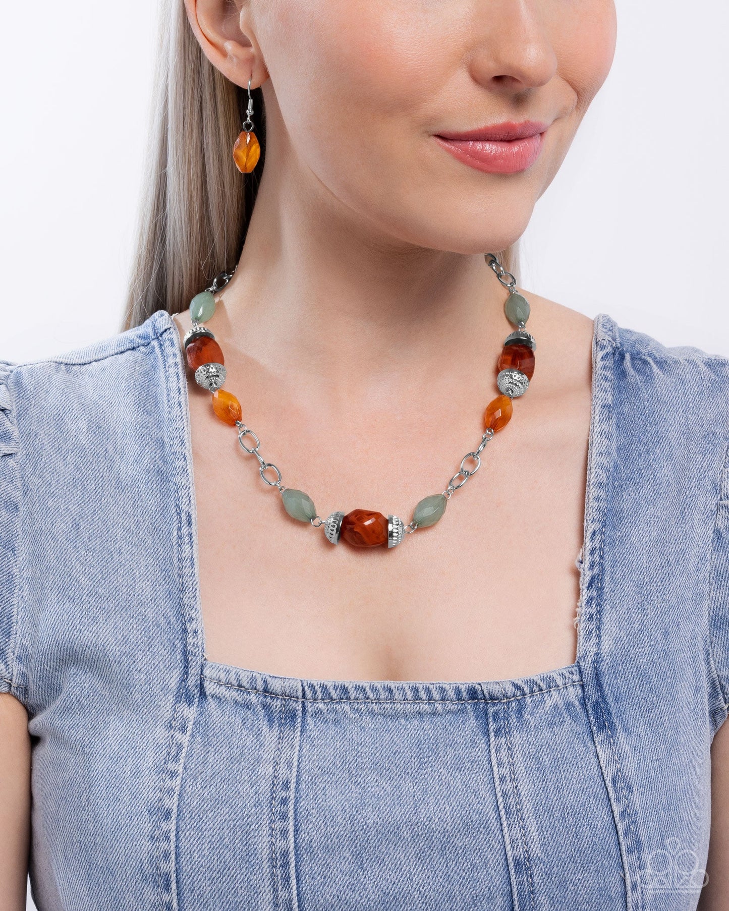 Complete Look - Orange & Green Beaded Necklace & Bracelet - Paparazzi Accessories
