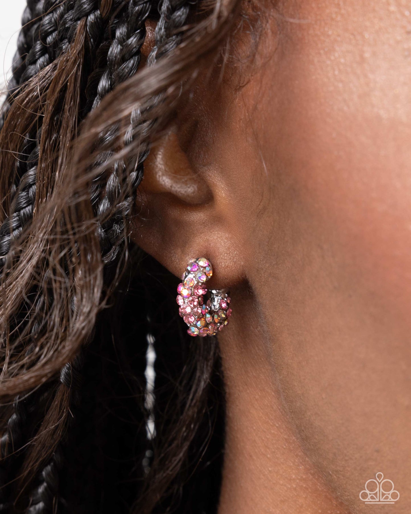 Pink Iridescent Mini Hoop & Ear Cuff Complete Look