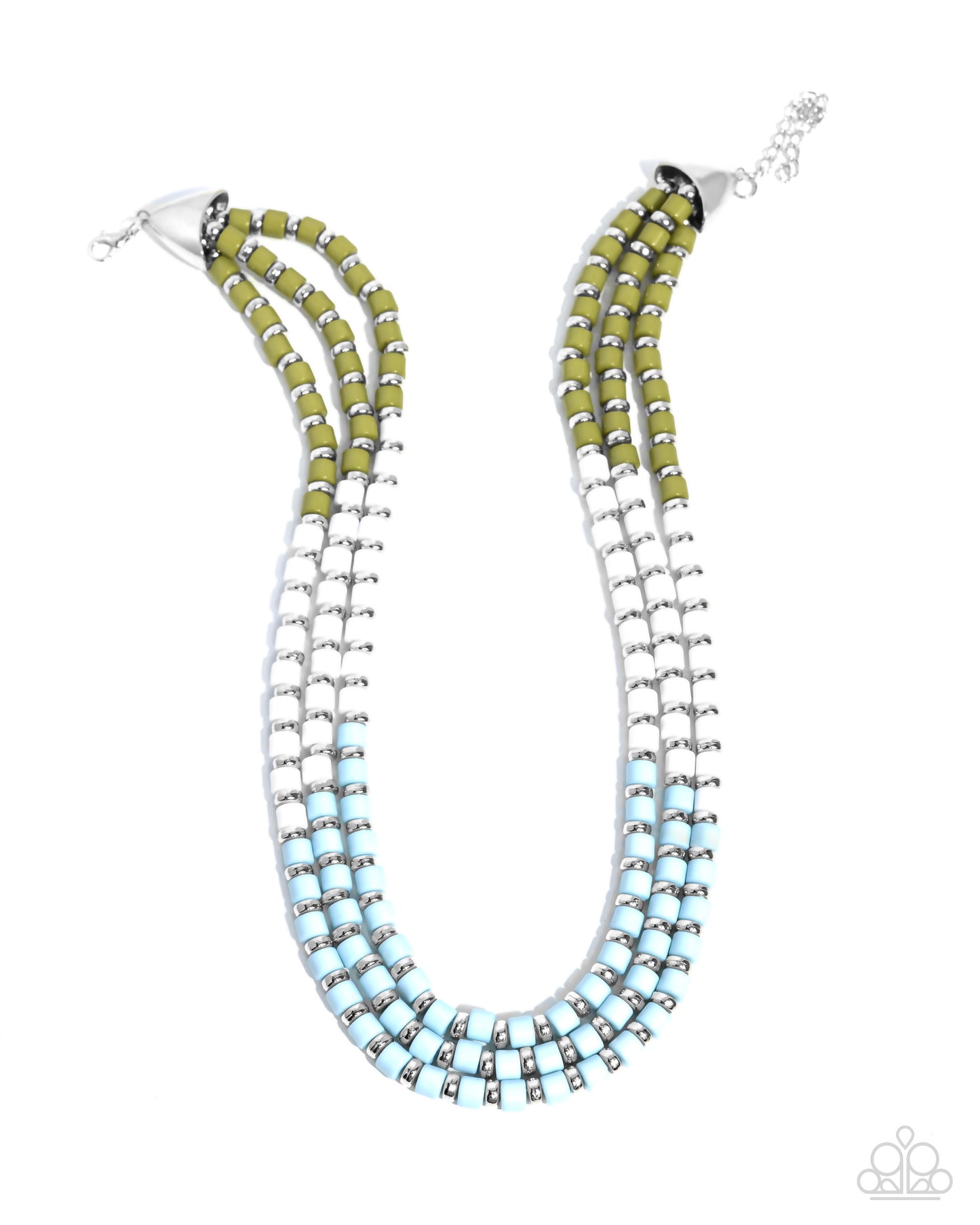 Complete Look - Green, White, & Blue Beaded Necklace & Stretchy Bracelet - Paparazzi Accessories