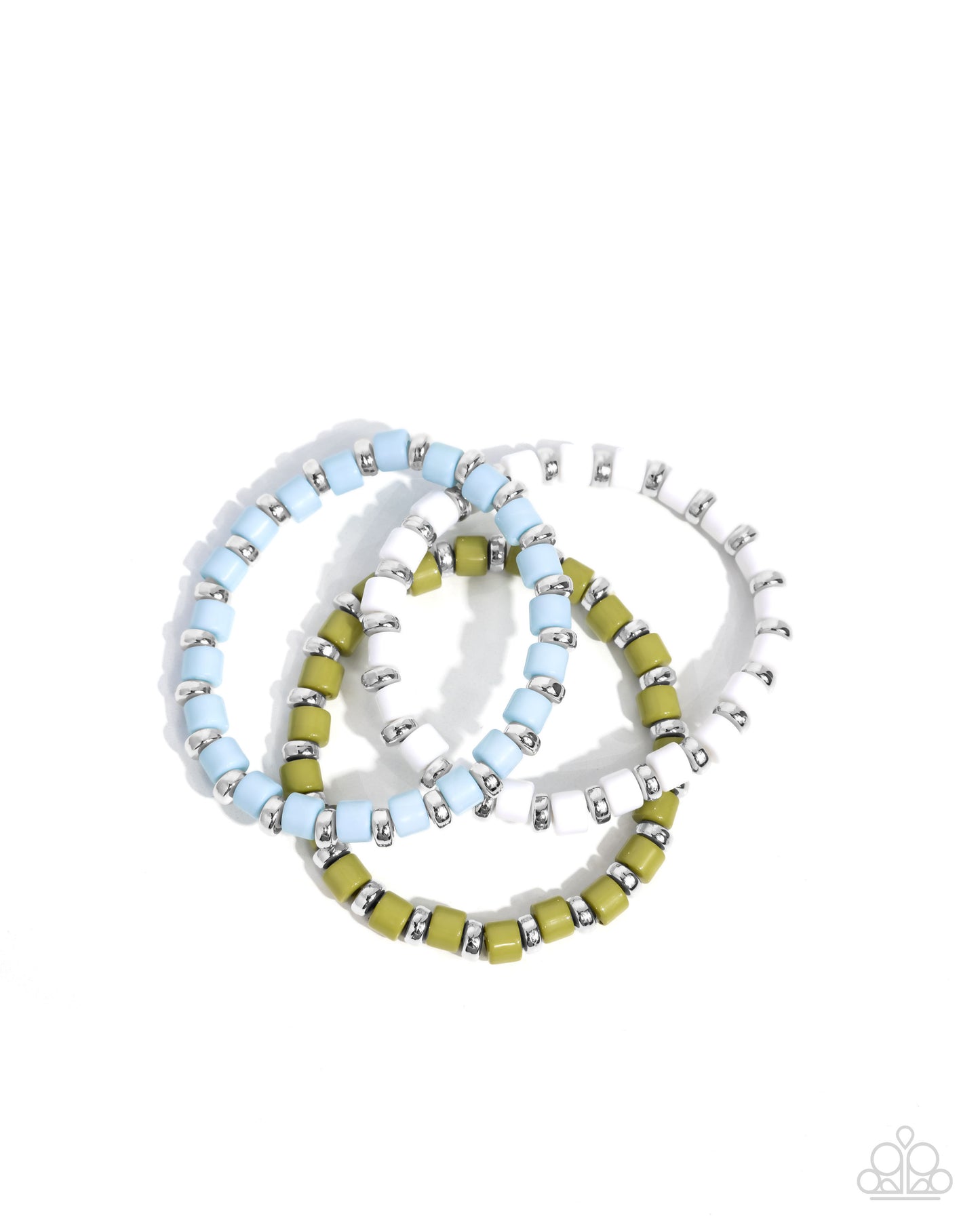 Complete Look - Green, White, & Blue Beaded Necklace & Stretchy Bracelet - Paparazzi Accessories