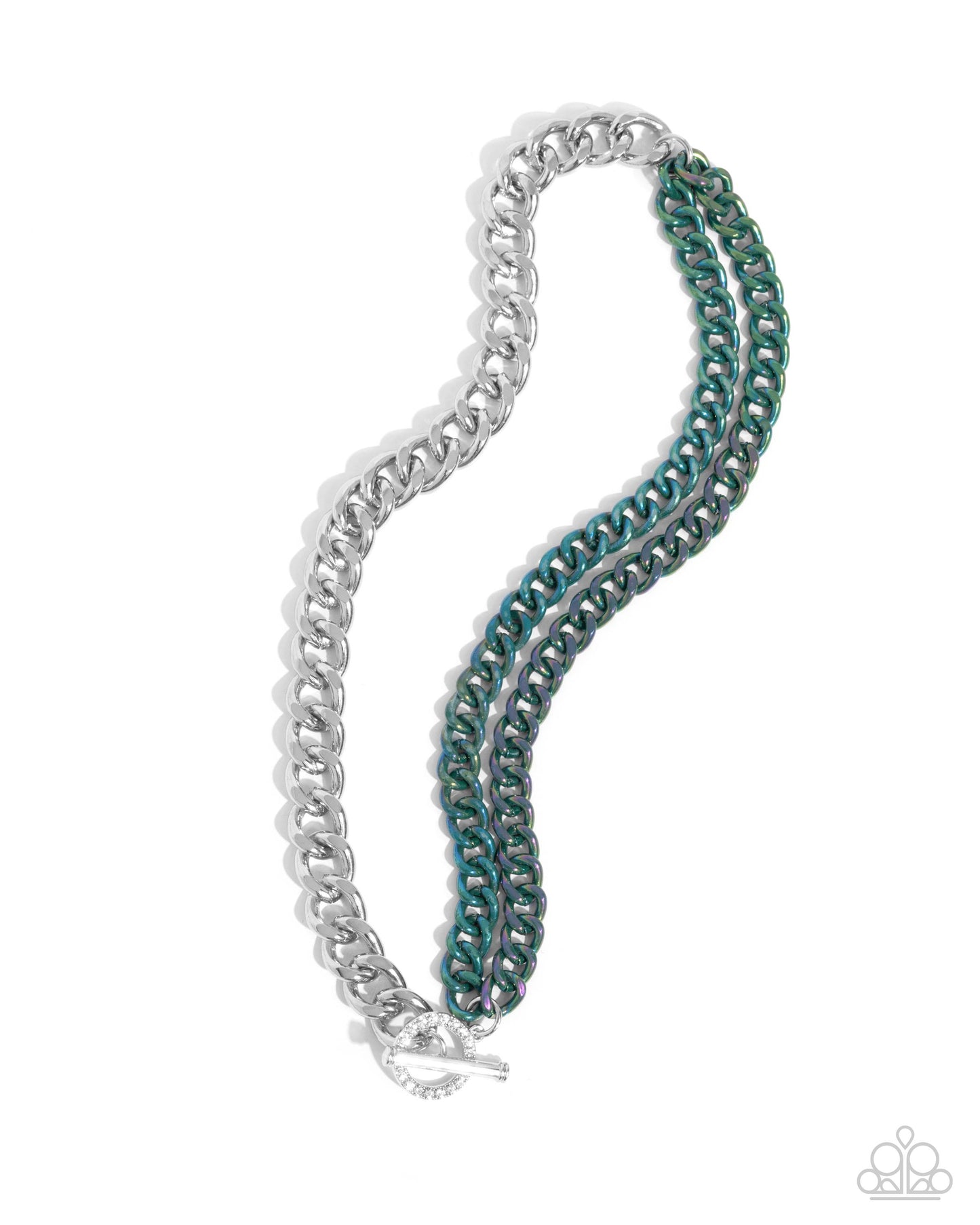 Complete Look - Iridescent Icon Necklace & Tourist Twists Bracelet - Green Chain - $10 Set