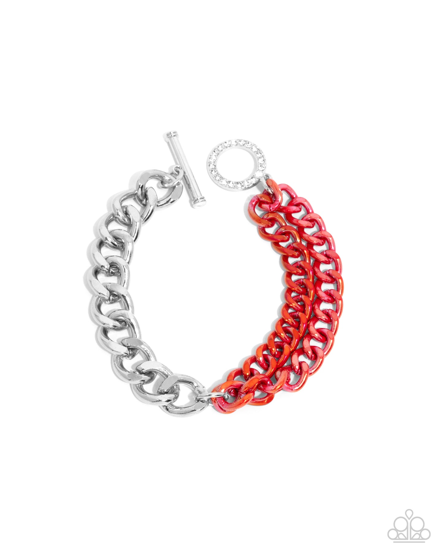 Complete Look - Red Iridescent Dipped Metal Necklace & Bracelet - Paparazzi Accessories