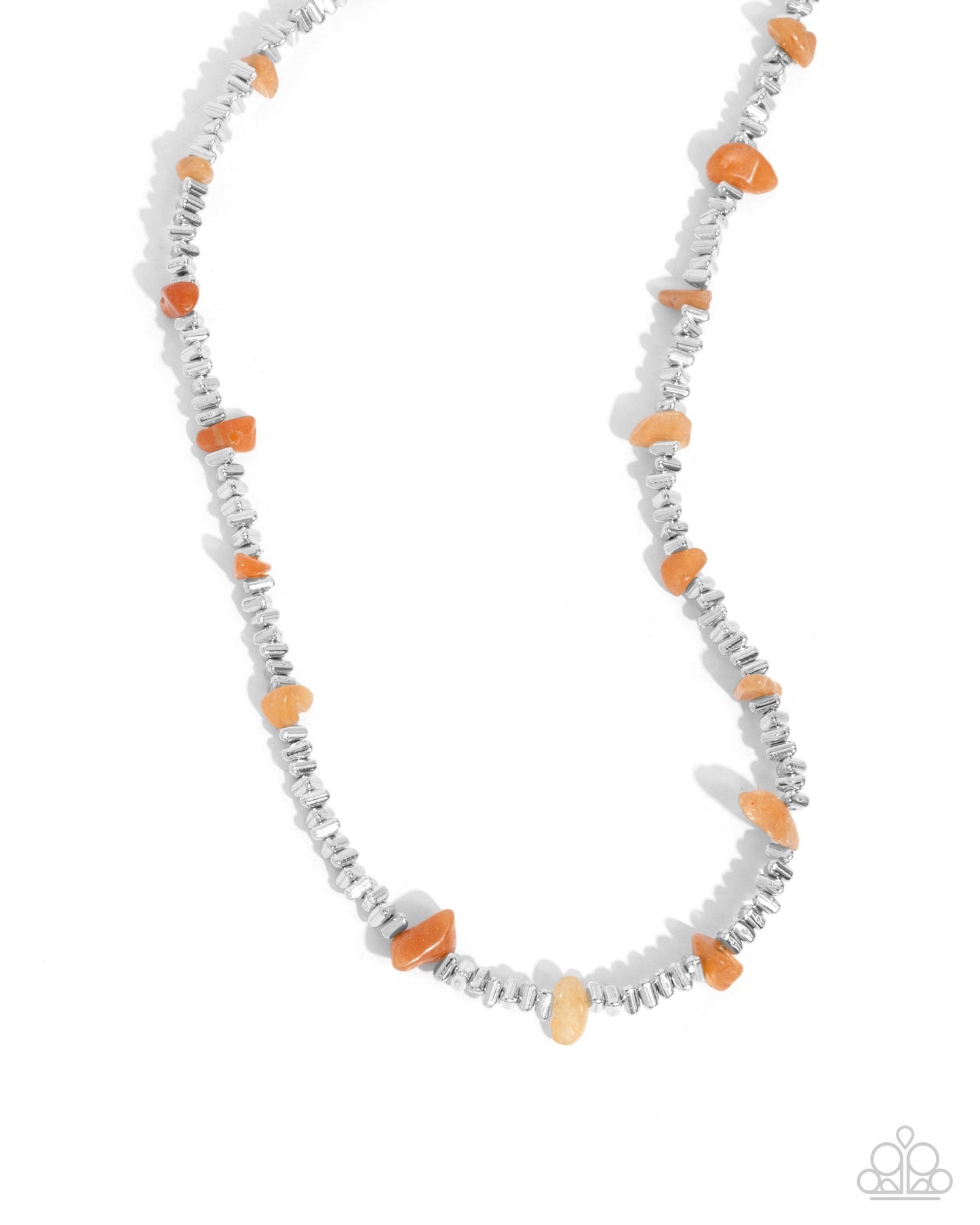 Complete Look - Orange Stone Silver Necklace & Bracelets - Paparazzi Accessories