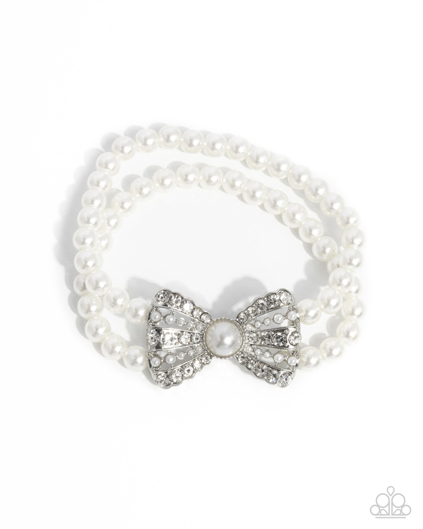 Complete Look - Pearl Bow Post Earrings & Stretchy Bracelet - Paparazzi Accessories