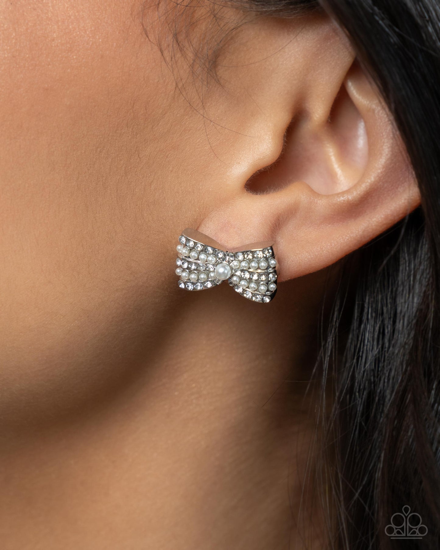 Complete Look - Pearl Bow Post Earrings & Stretchy Bracelet - Paparazzi Accessories