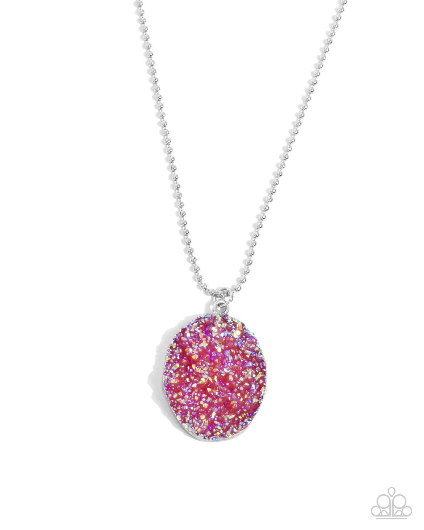 Complete Look - Pink UV Druzy Necklace & Earrings - Paparazzi Accessories