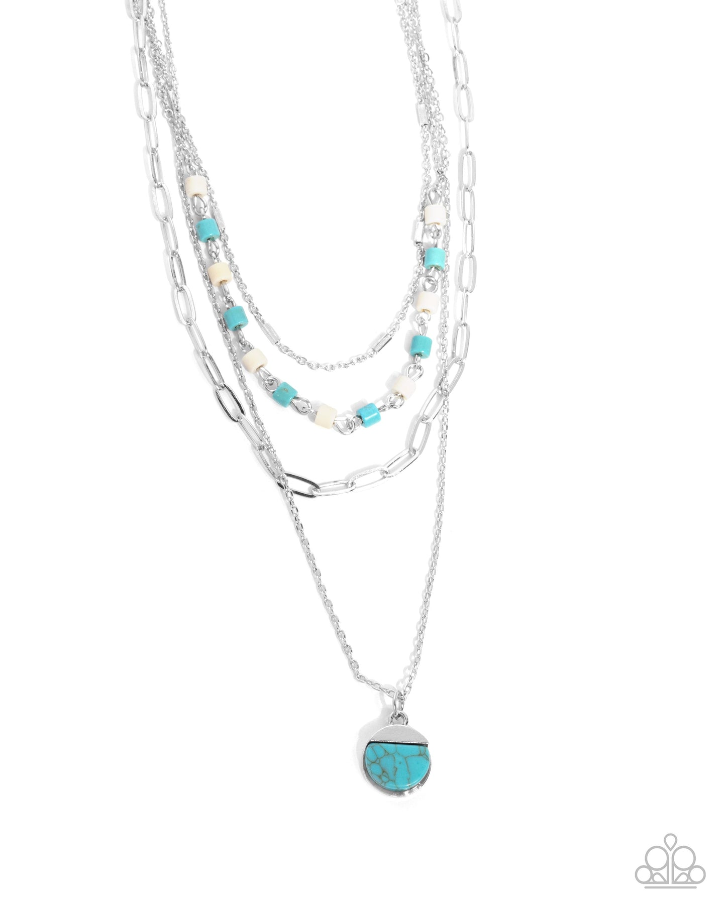 Complete Look - Blue and White Crackle Stone Necklace and Bracelet - Paparazzi Accessories