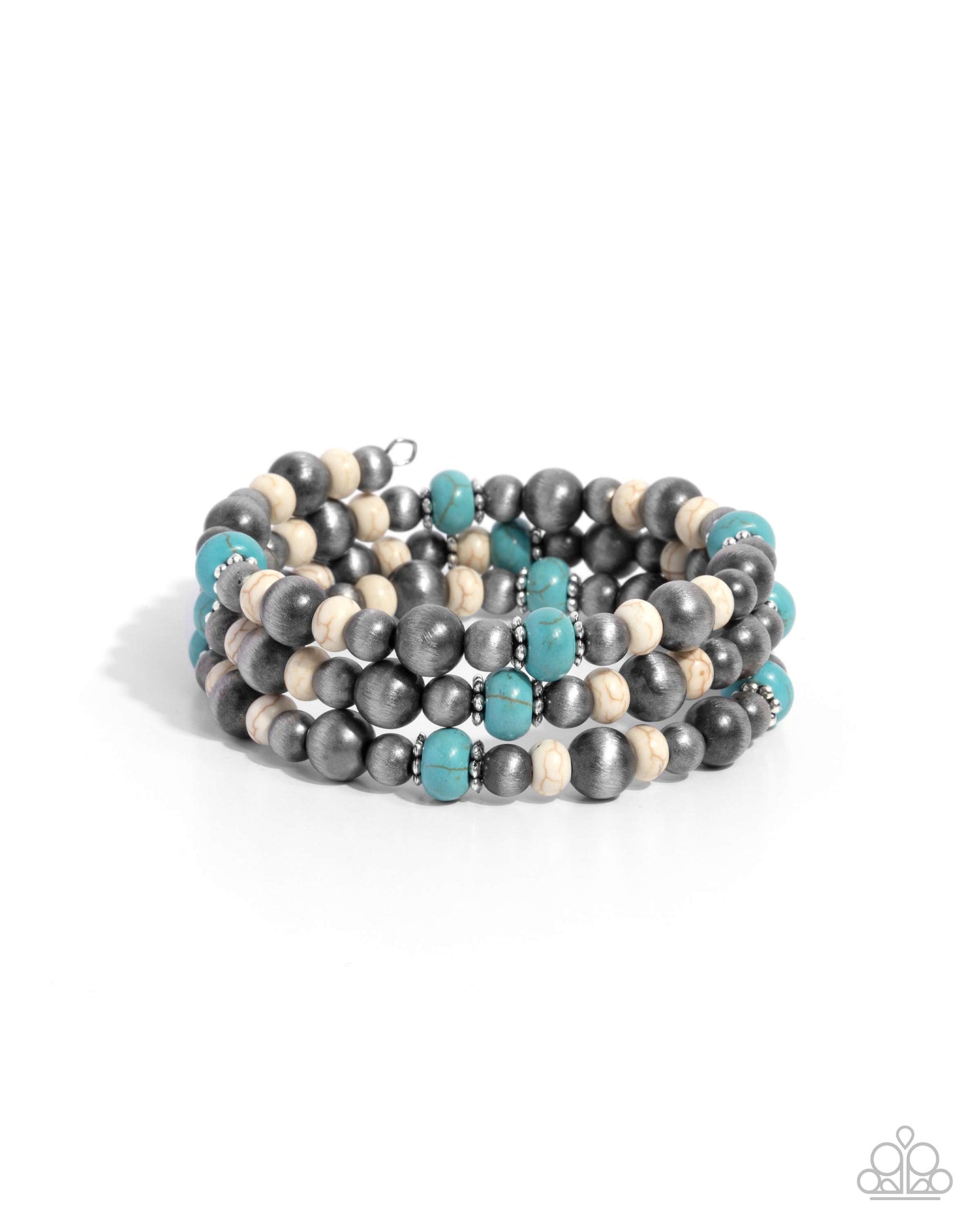 Complete Look - "Southwestern Story" Blue Necklace & "Southwestern Surprise" Blue Coil Bracelet - Paparazzi Accessories