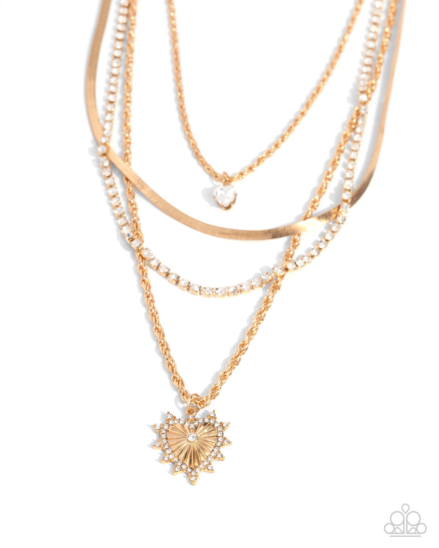Complete Look - Layered Gold Heart Necklace & Layered Bracelet - Paparazzi Accessories