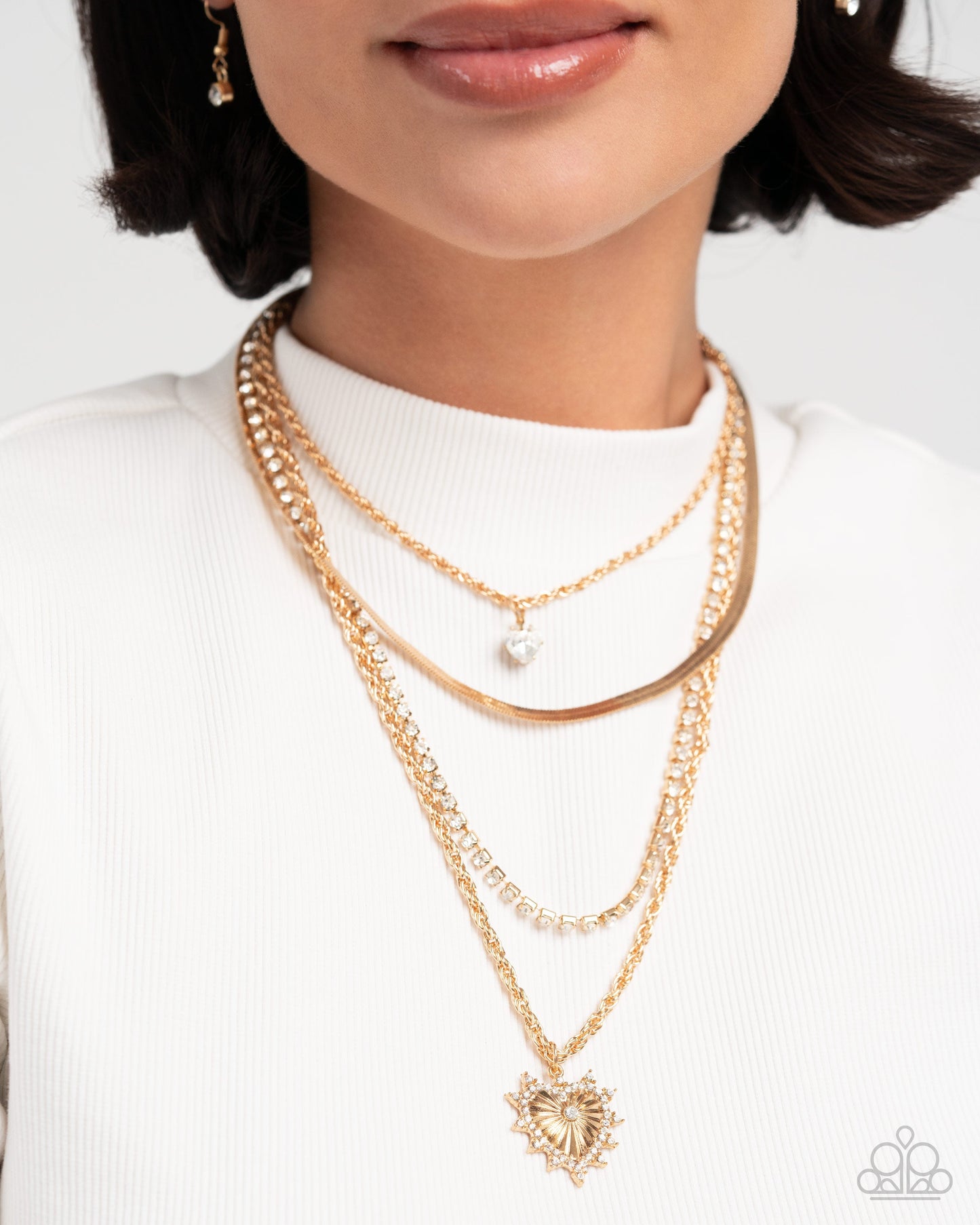 Complete Look - Layered Gold Heart Necklace & Layered Bracelet - Paparazzi Accessories