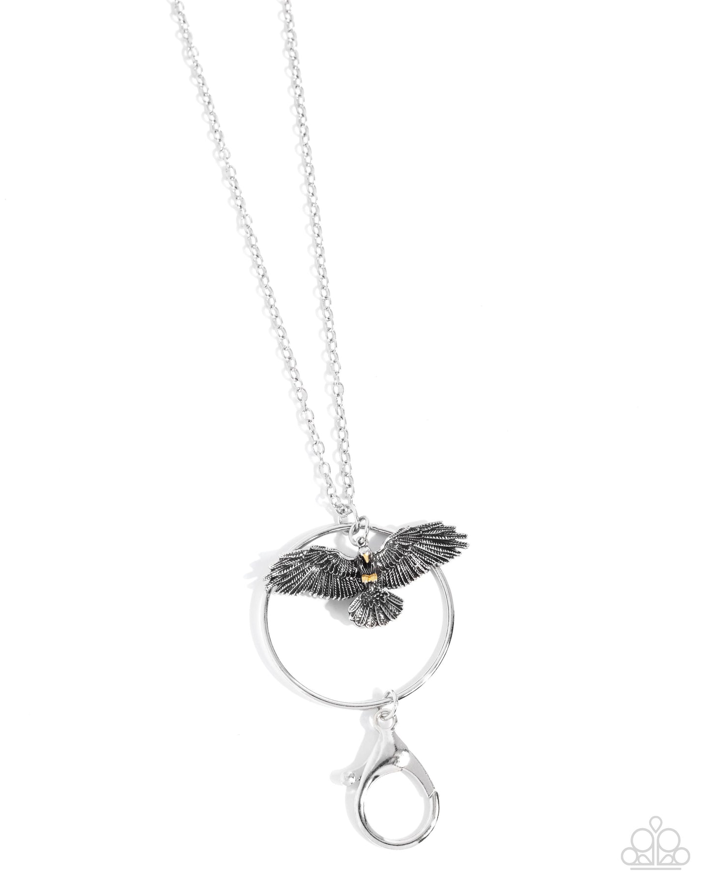 Exemplary Eagle - Silver Eagle Lanyard Necklace - Paparazzi Accessories