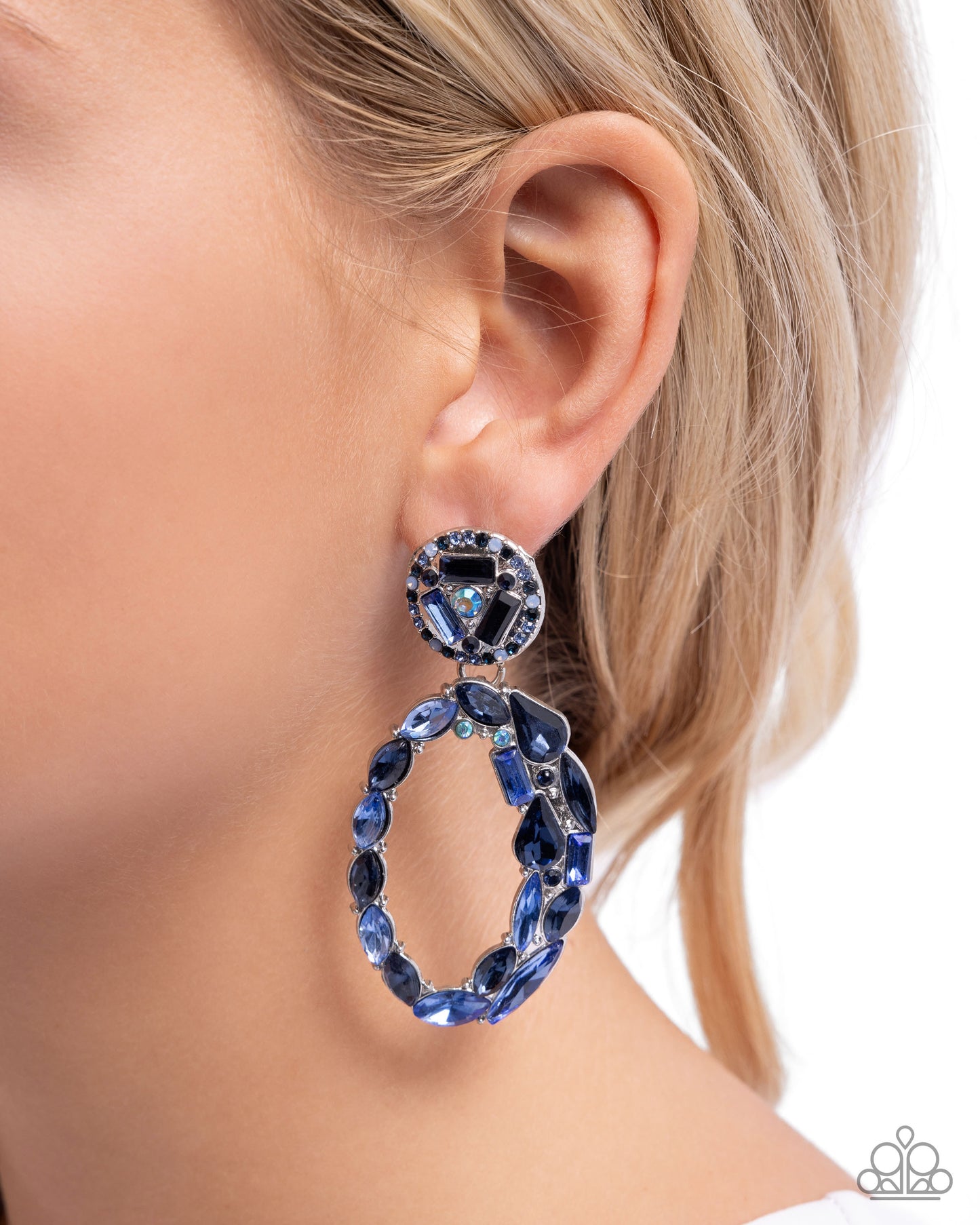 Eclectic Elevation - Blue Multicolored & Iridescent Gem Silver Post Earrings - Paparazzi Accessories