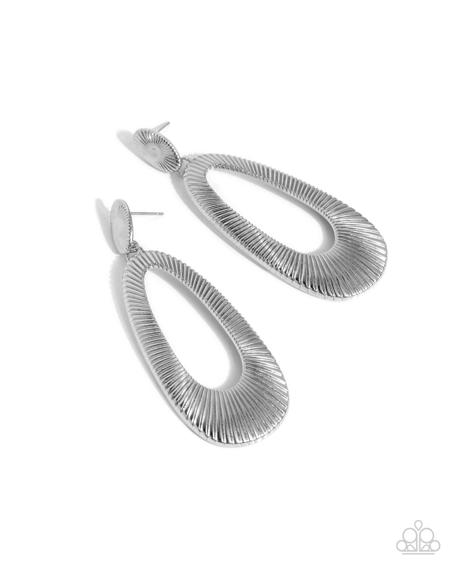 Princess Potential - Silver Ribbed Oval Post Earrings - Paparazzi Accessories