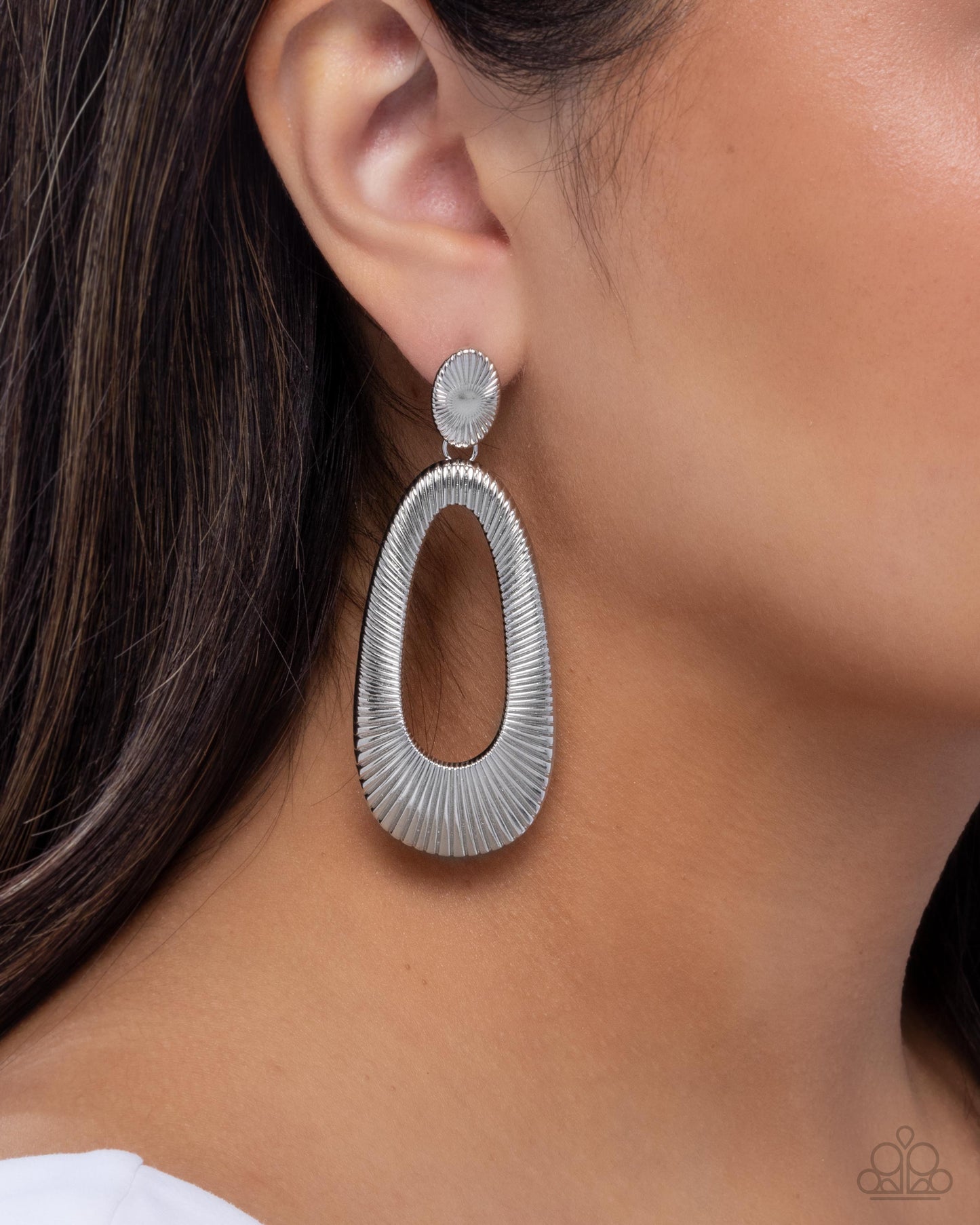 Princess Potential - Silver Ribbed Oval Post Earrings - Paparazzi Accessories