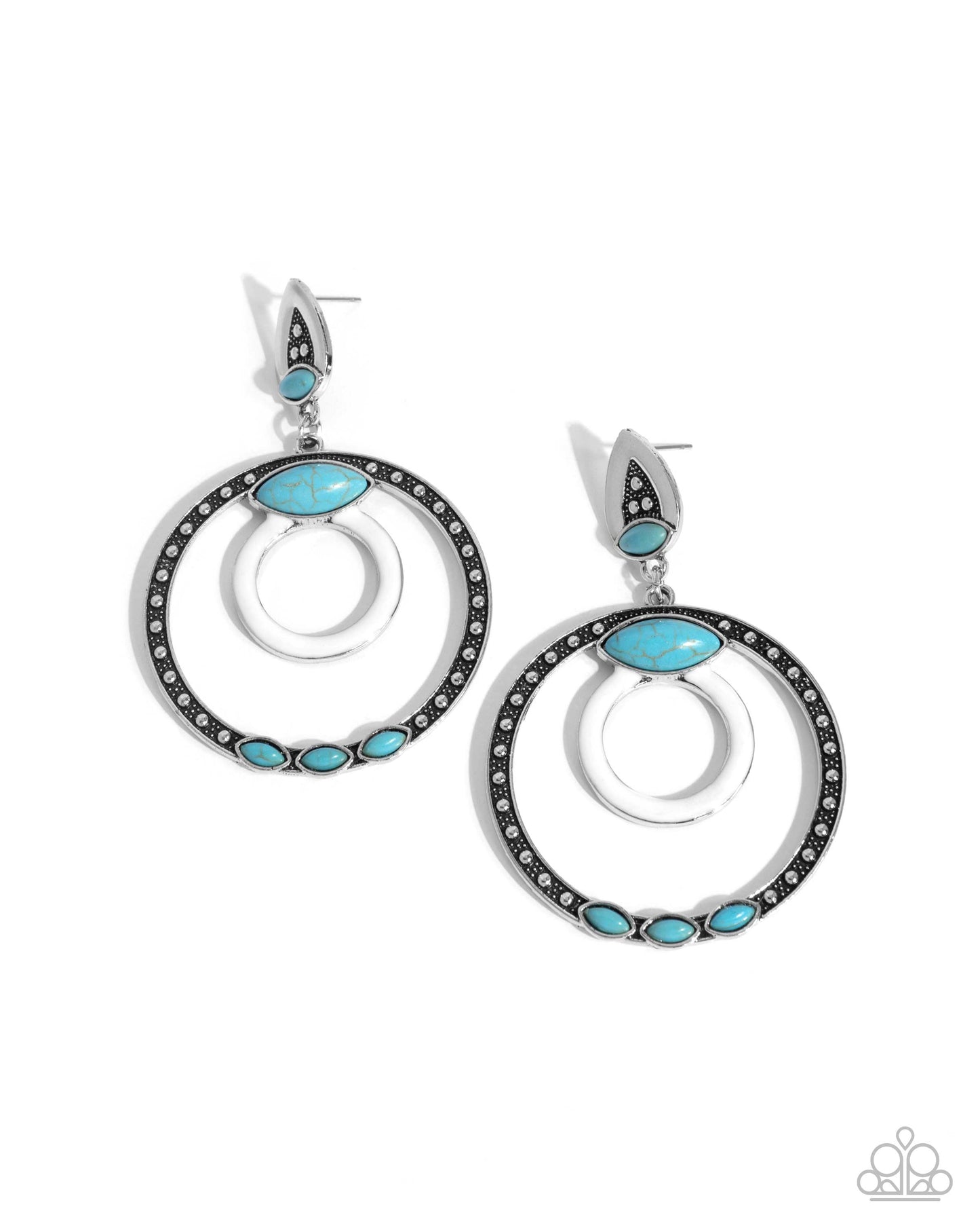 Handcrafted Hero - White Enamel Blue Crackle Stone Earrings - Paparazzi Accessories