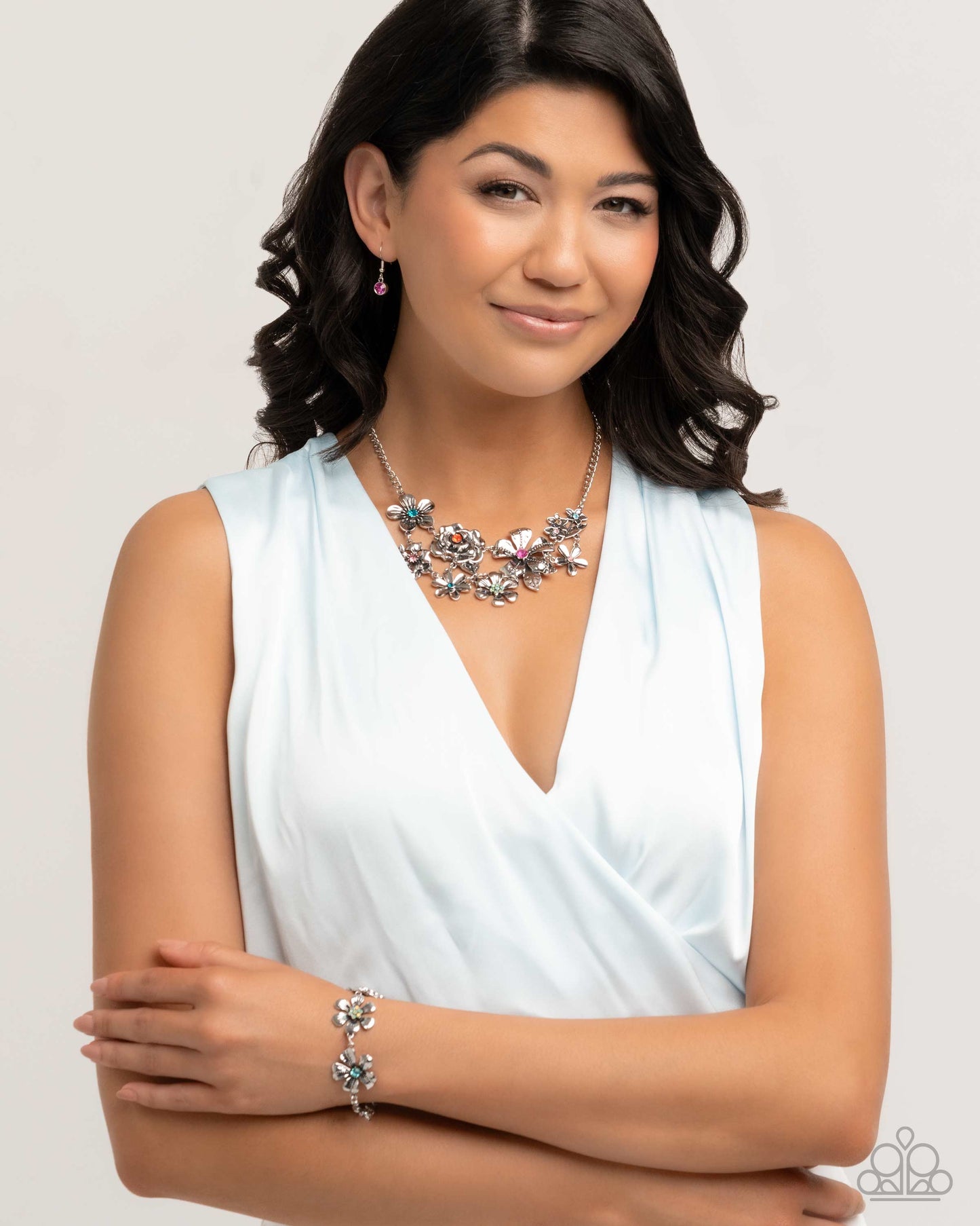 Complete Look - Floral Fate Necklace & Floral Fluke Bracelet - Multi - $10 Flower Set