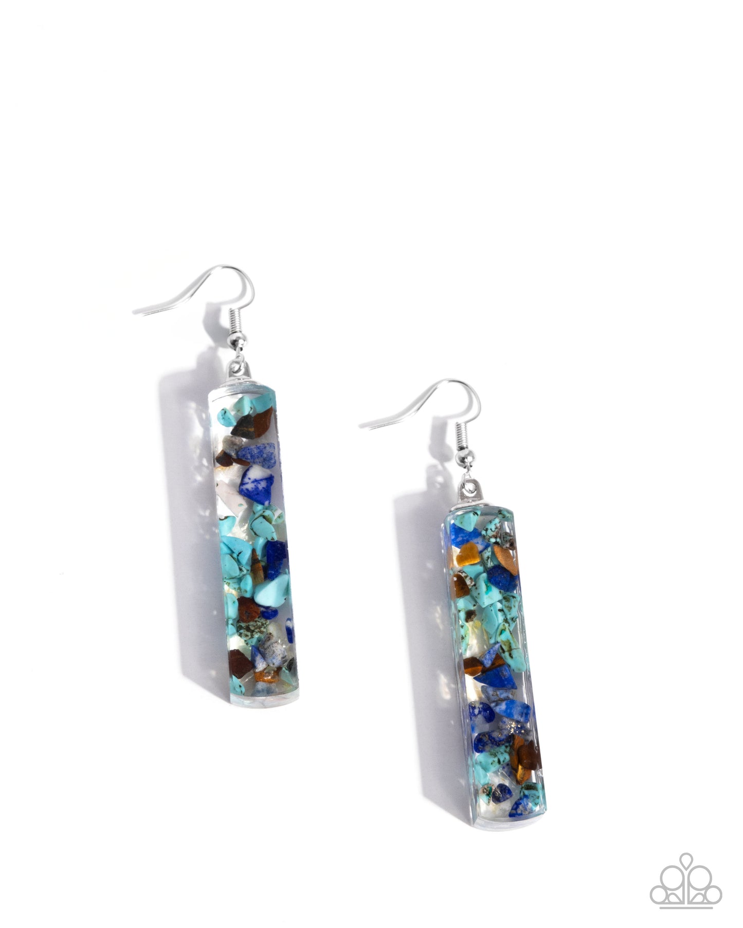 Natural Nightlife - Multi Blue Stone Fishhook Earrings - Paparazzi Accessories