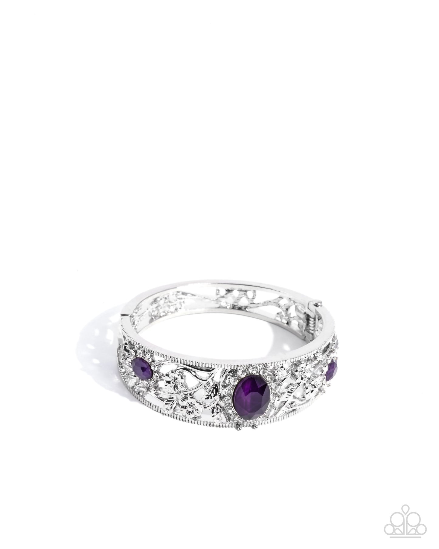 Curious Chic - Purple Rhinestone, Silver Hinge Bracelet - Paparazzi Accessories