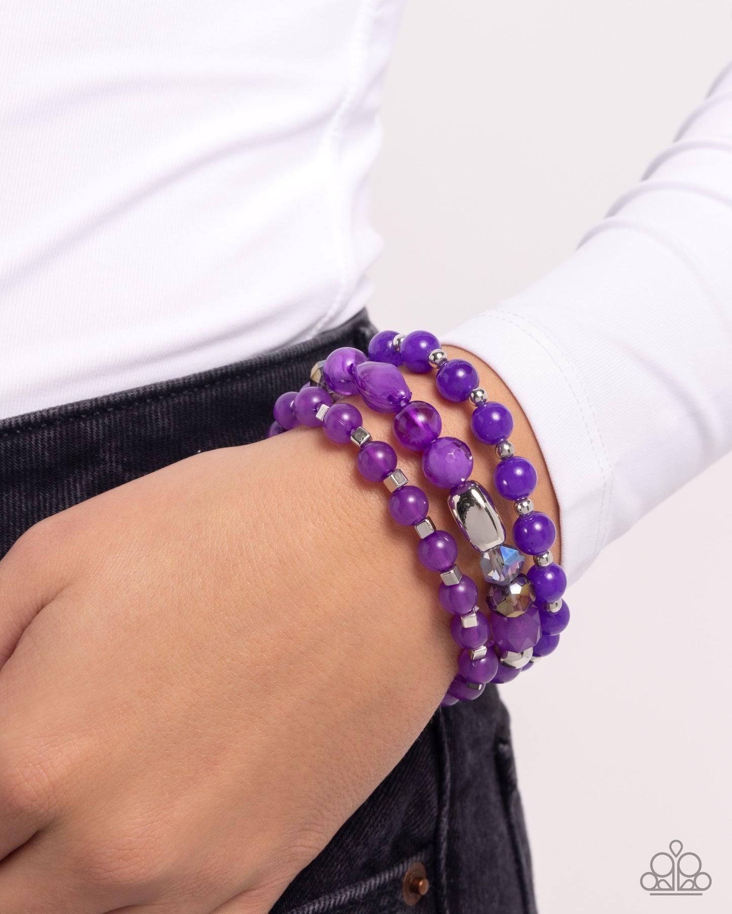 Breathtaking Beat - Purple Beaded Stretchy Bracelets - Paparazzi Accessories