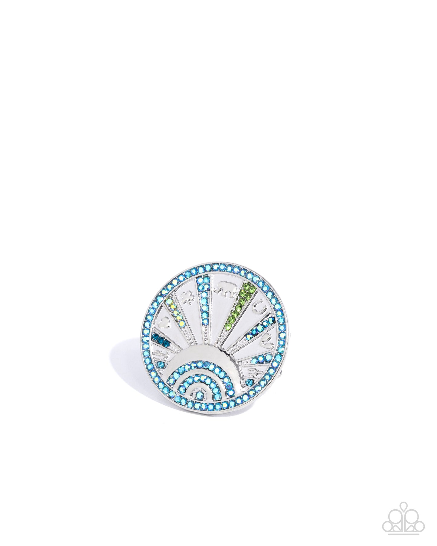 Audacious Aesthetic - Blue Iridescent Rhinestone Silver Ring - Paparazzi Accessories