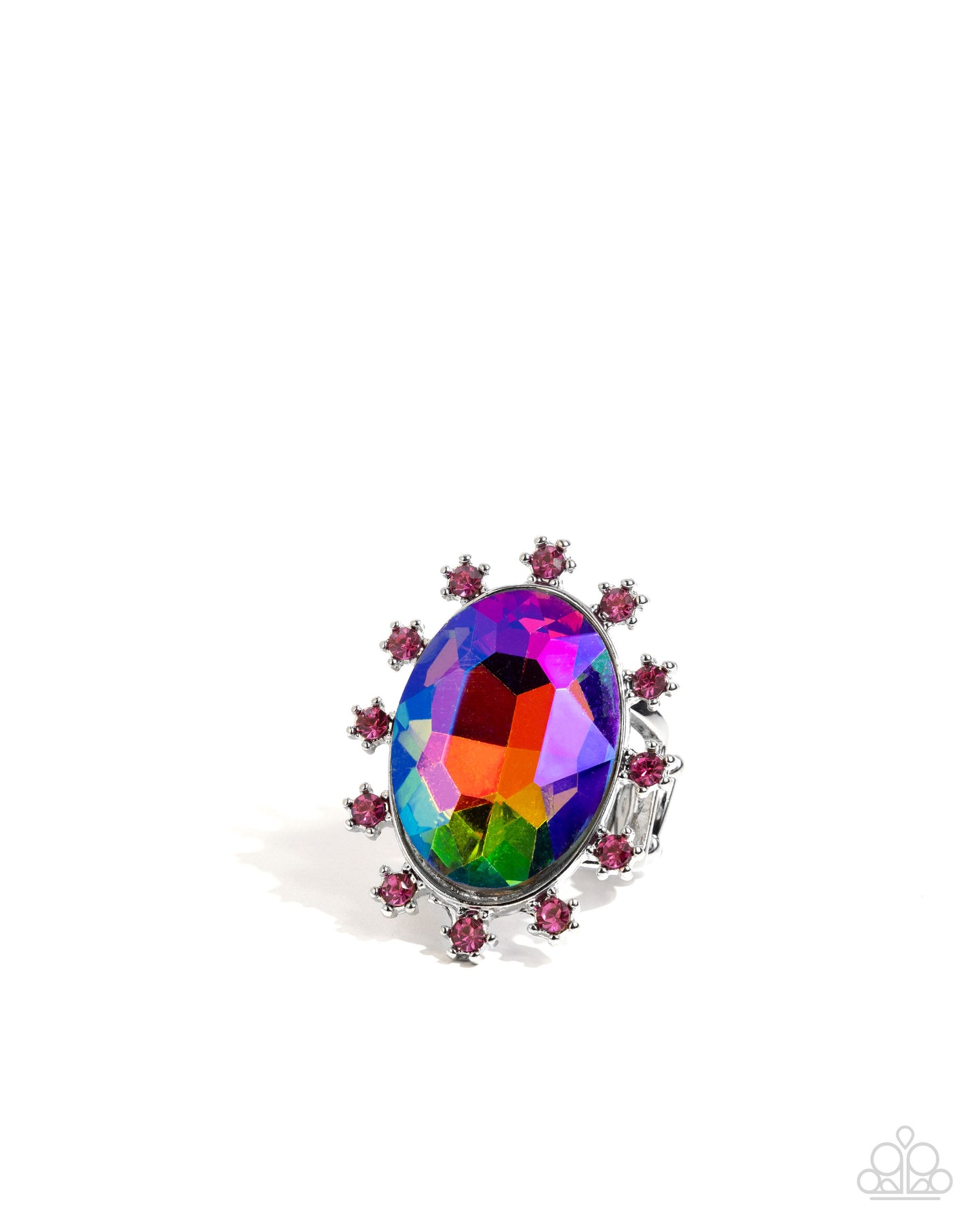 Make a Sound - Pink UV Gem Oval Silver Ring - Paparazzi Accessories